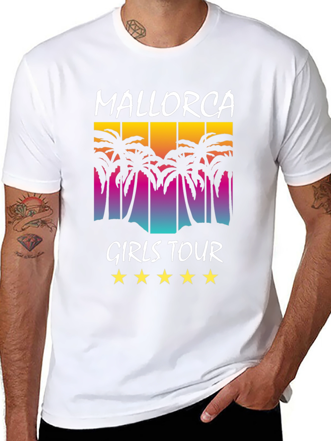 Mallorca Girls Tour Black T-Shirt Palm Tree Design