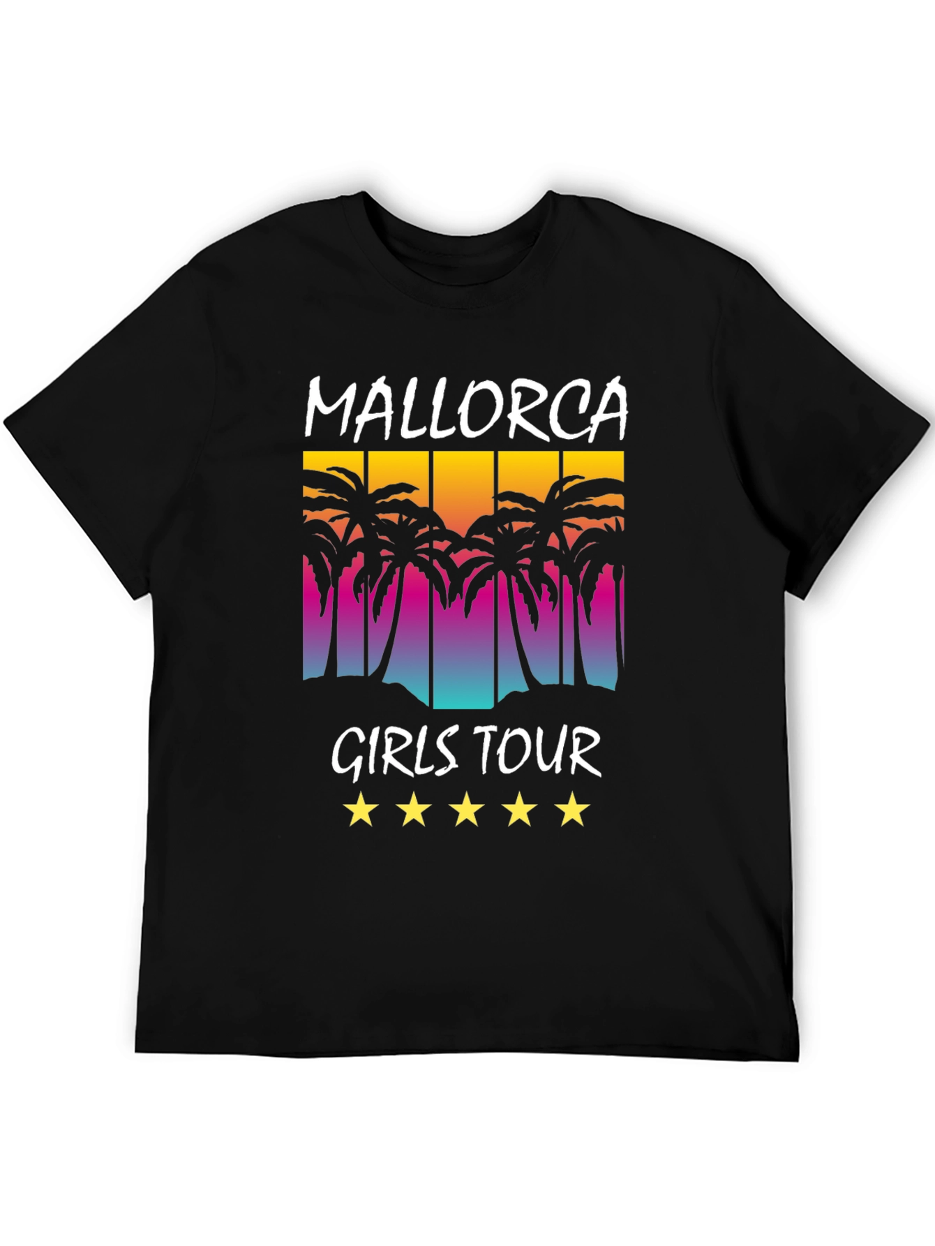 Mallorca Girls Tour Black T-Shirt Palm Tree Design