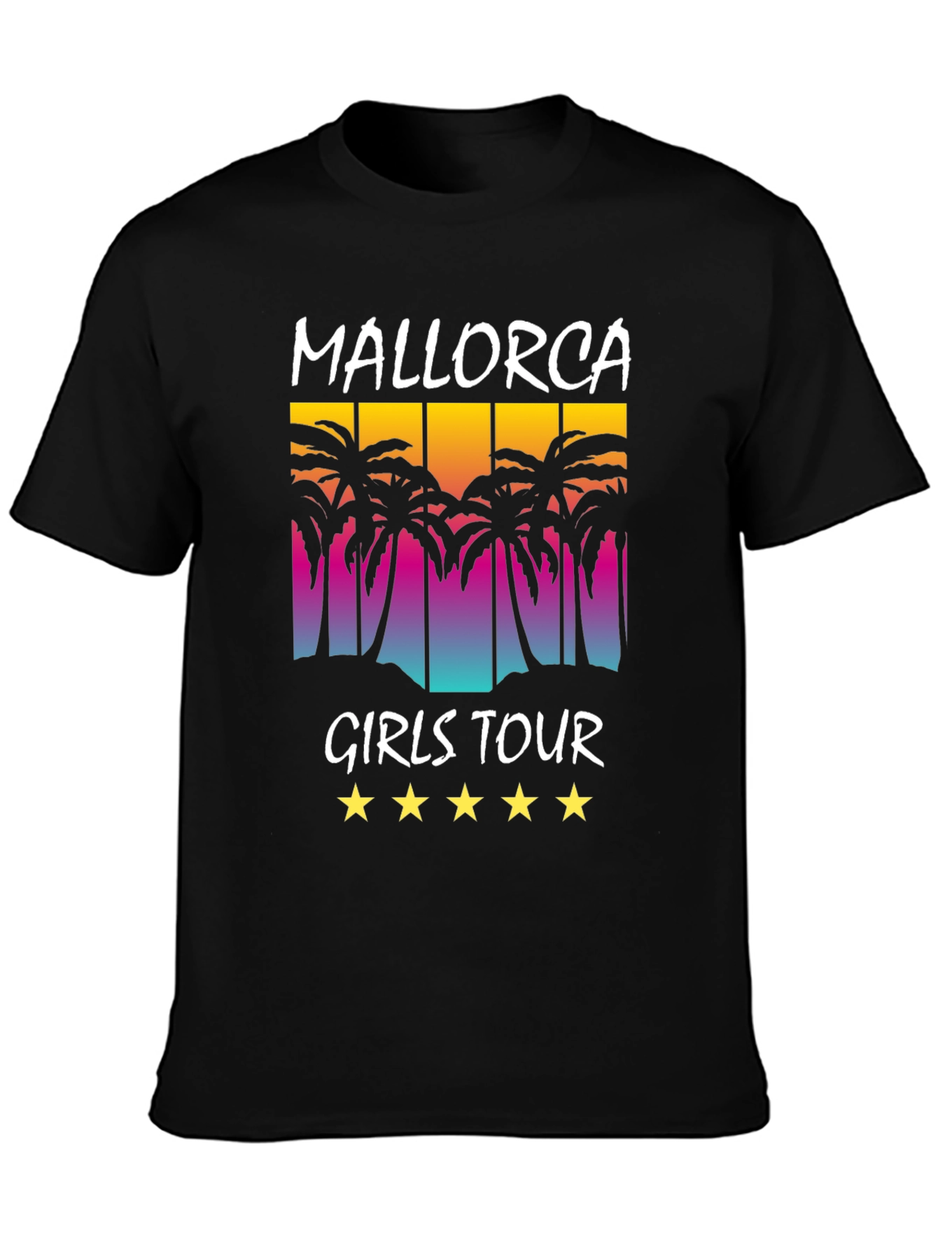 Mallorca Girls Tour Black T-Shirt Palm Tree Design