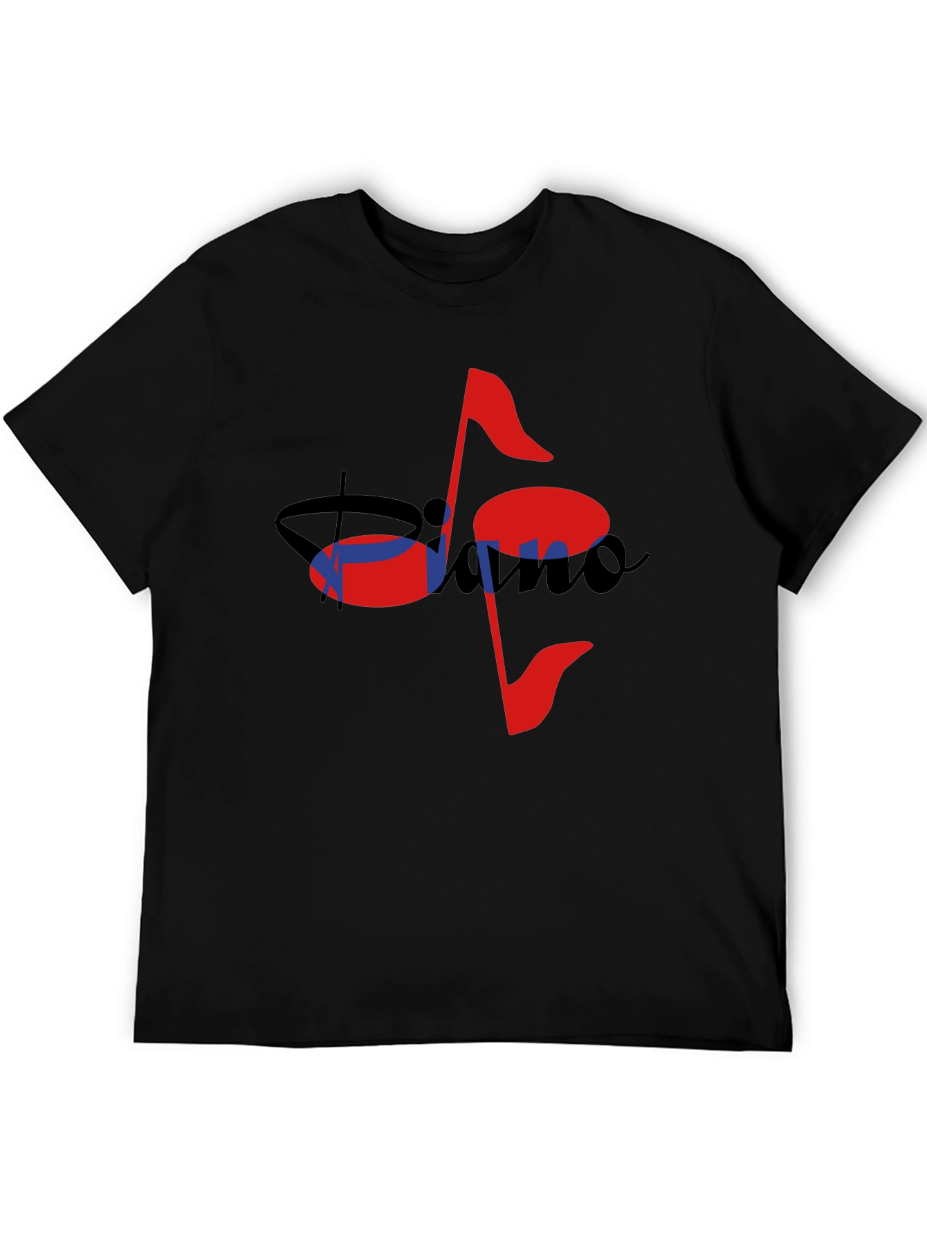 Musical Piano Note Black T-Shirt