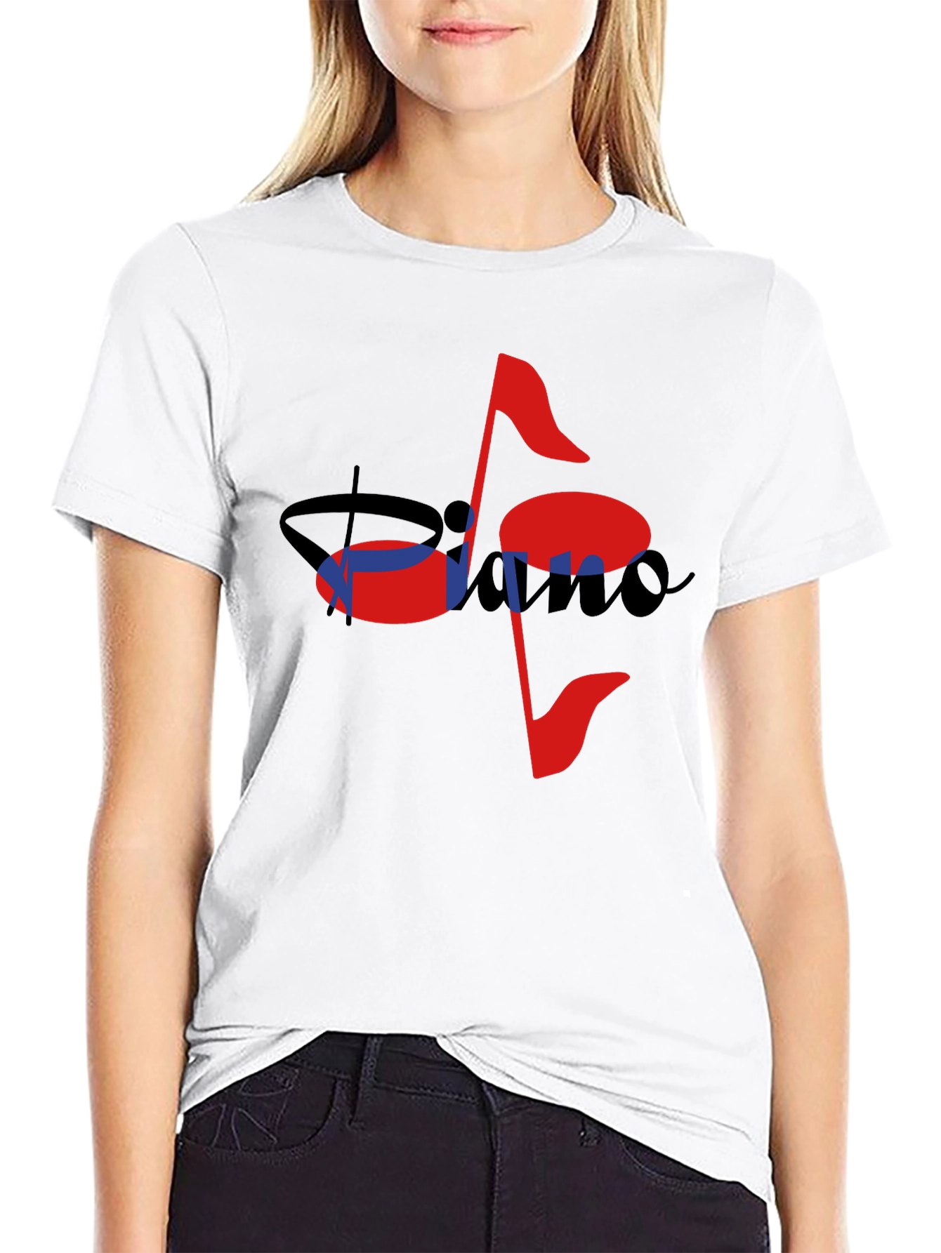 Musical Piano Note Black T-Shirt