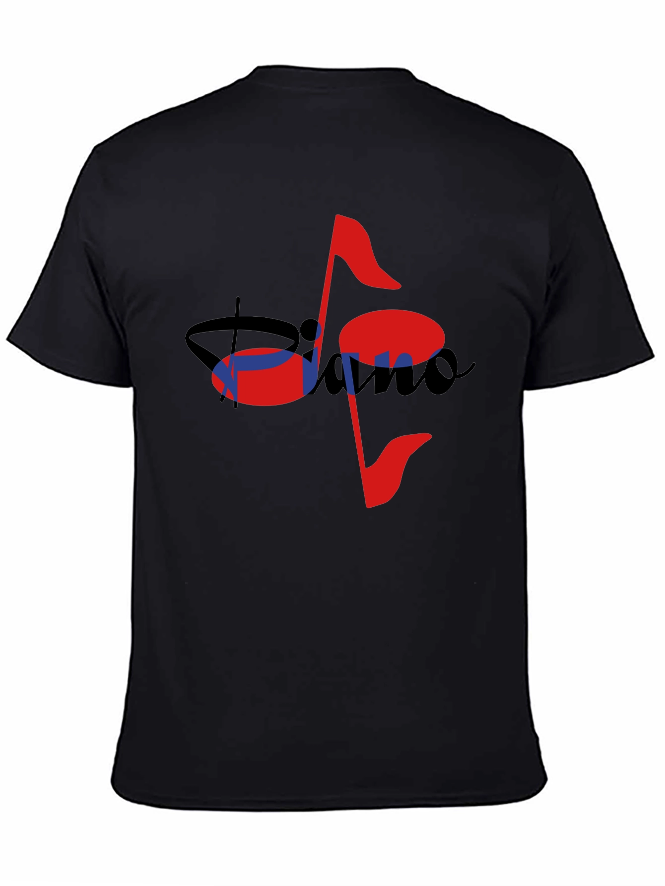 Musical Piano Note Black T-Shirt