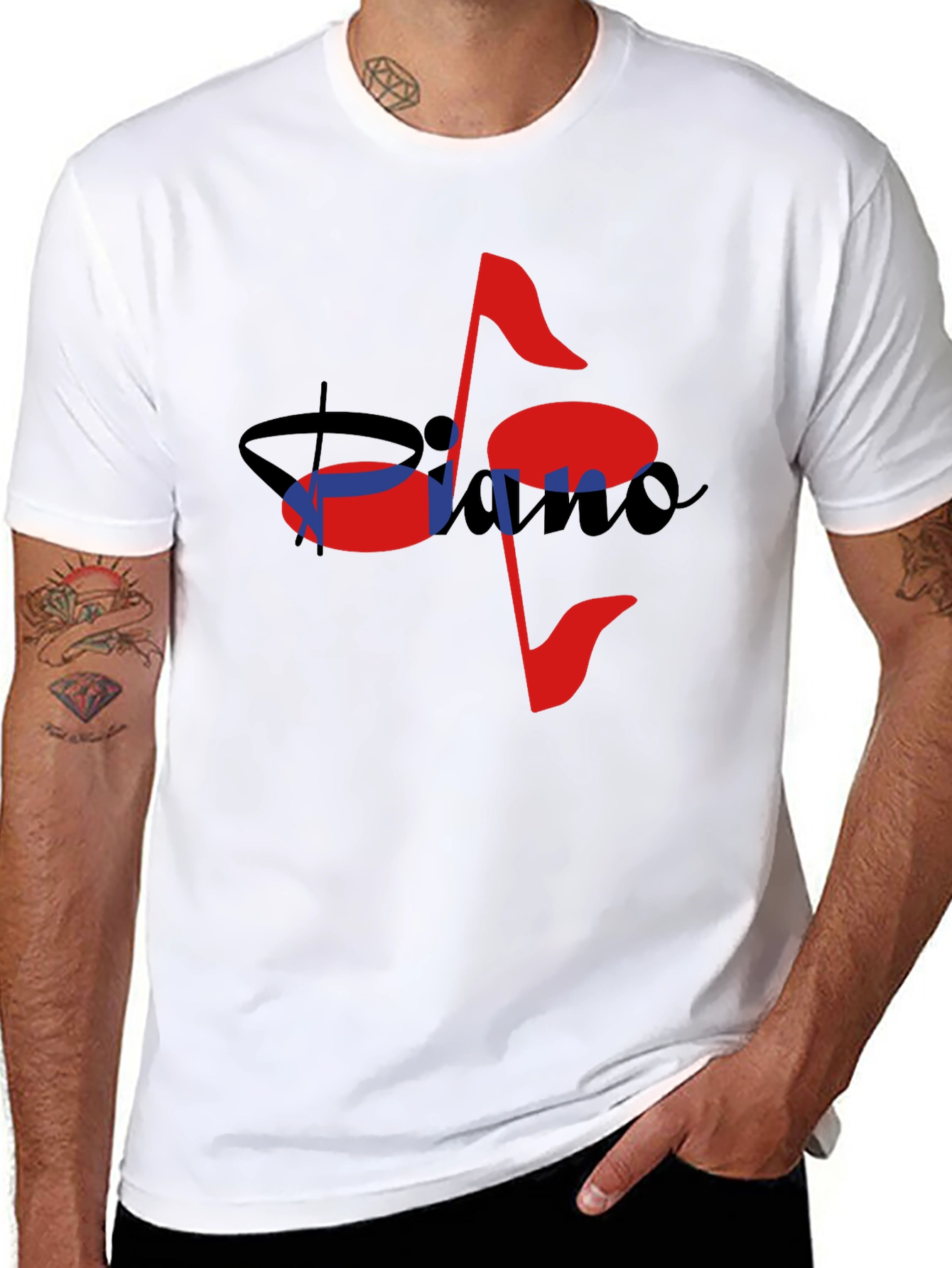 Musical Piano Note Black T-Shirt