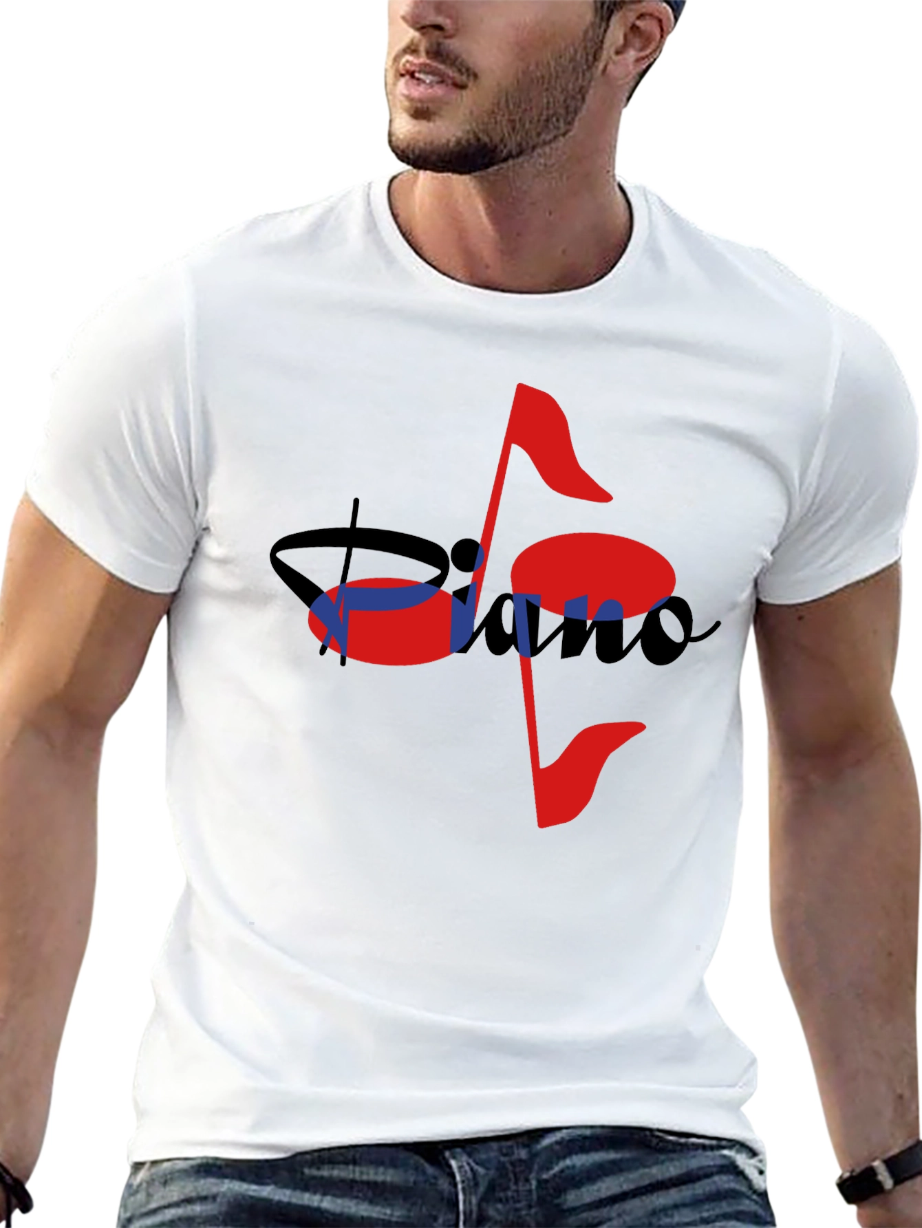 Musical Piano Note Black T-Shirt
