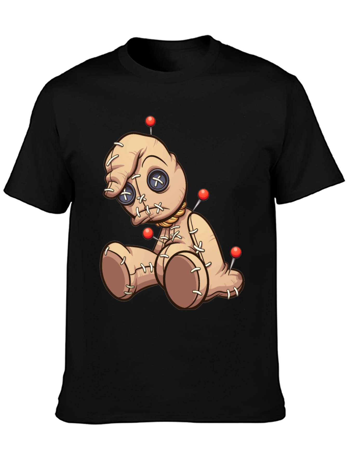 Voodoo Doll Graphic Print T-Shirt - Black