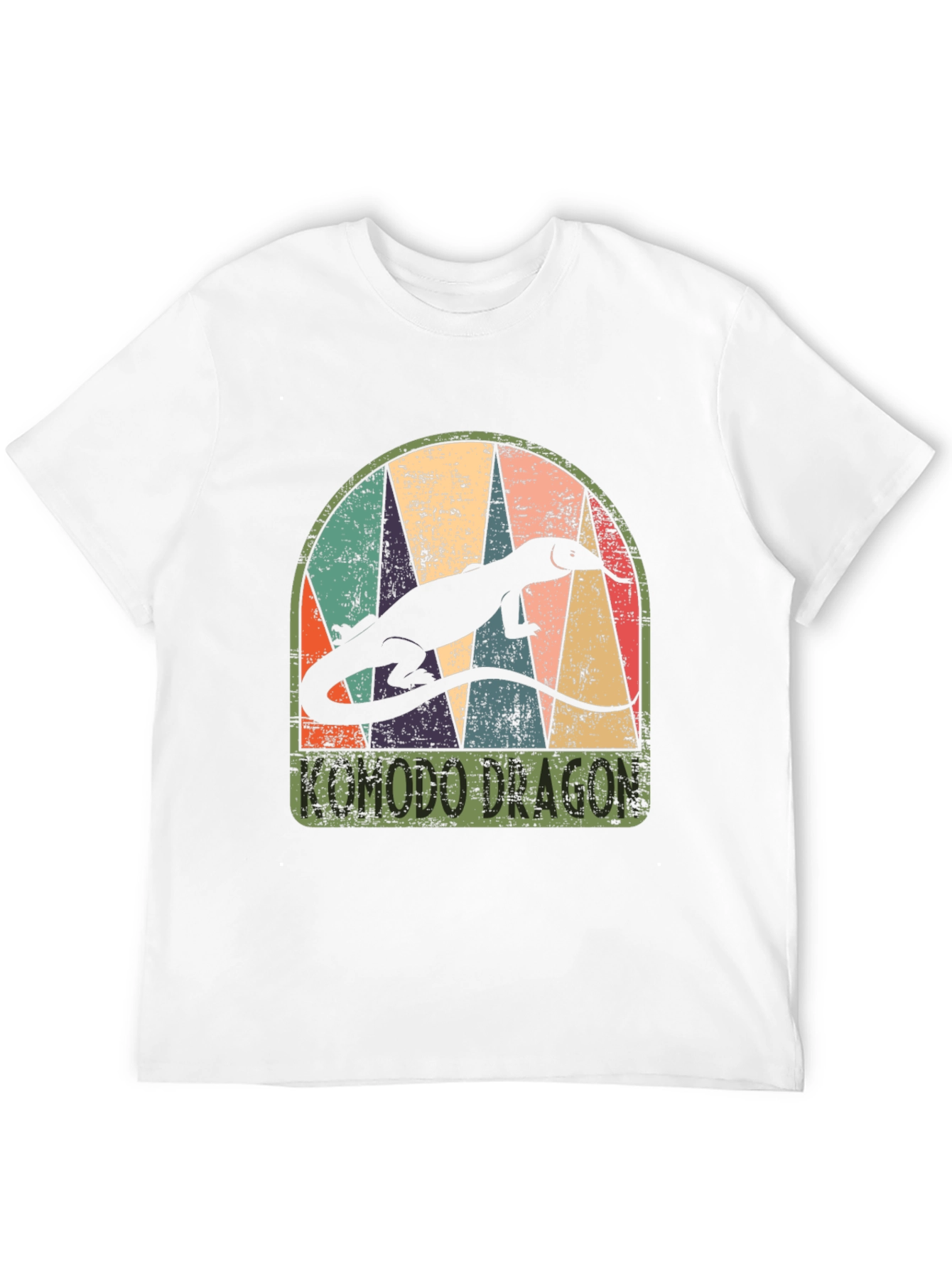 Komodo Dragon Retro Graphic Tee - Mens Black T-Shirt