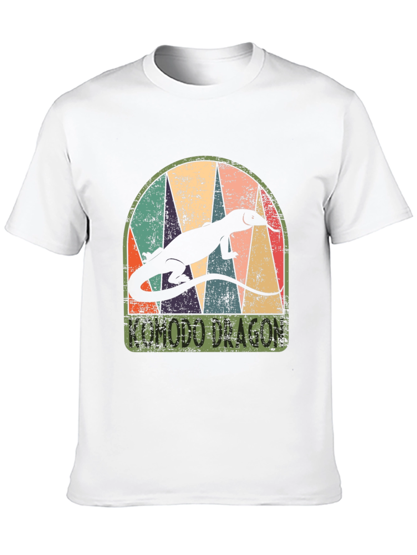 Komodo Dragon Retro Graphic Tee - Mens Black T-Shirt