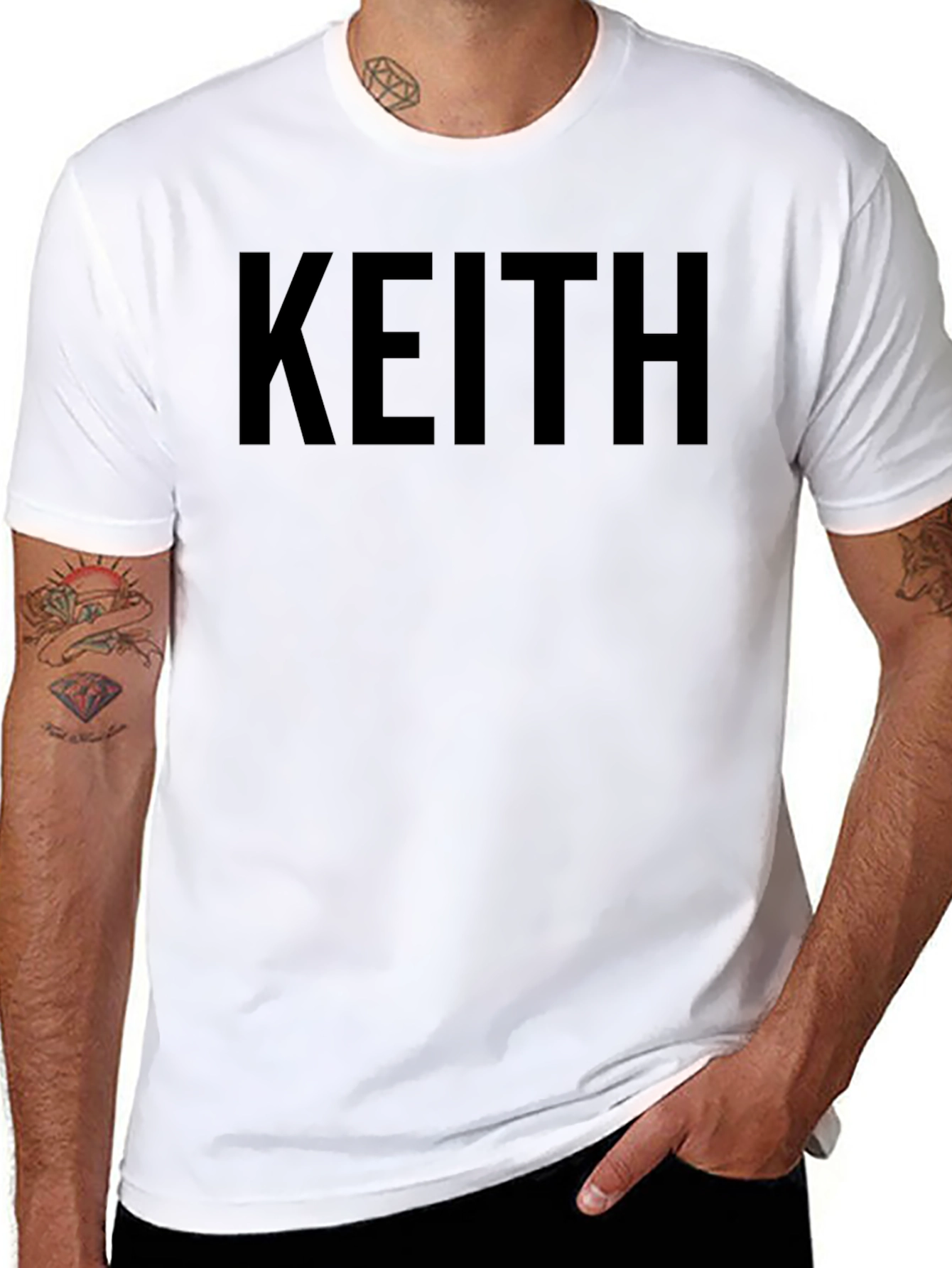 Keith Name Black T-Shirt - Custom Text Tee