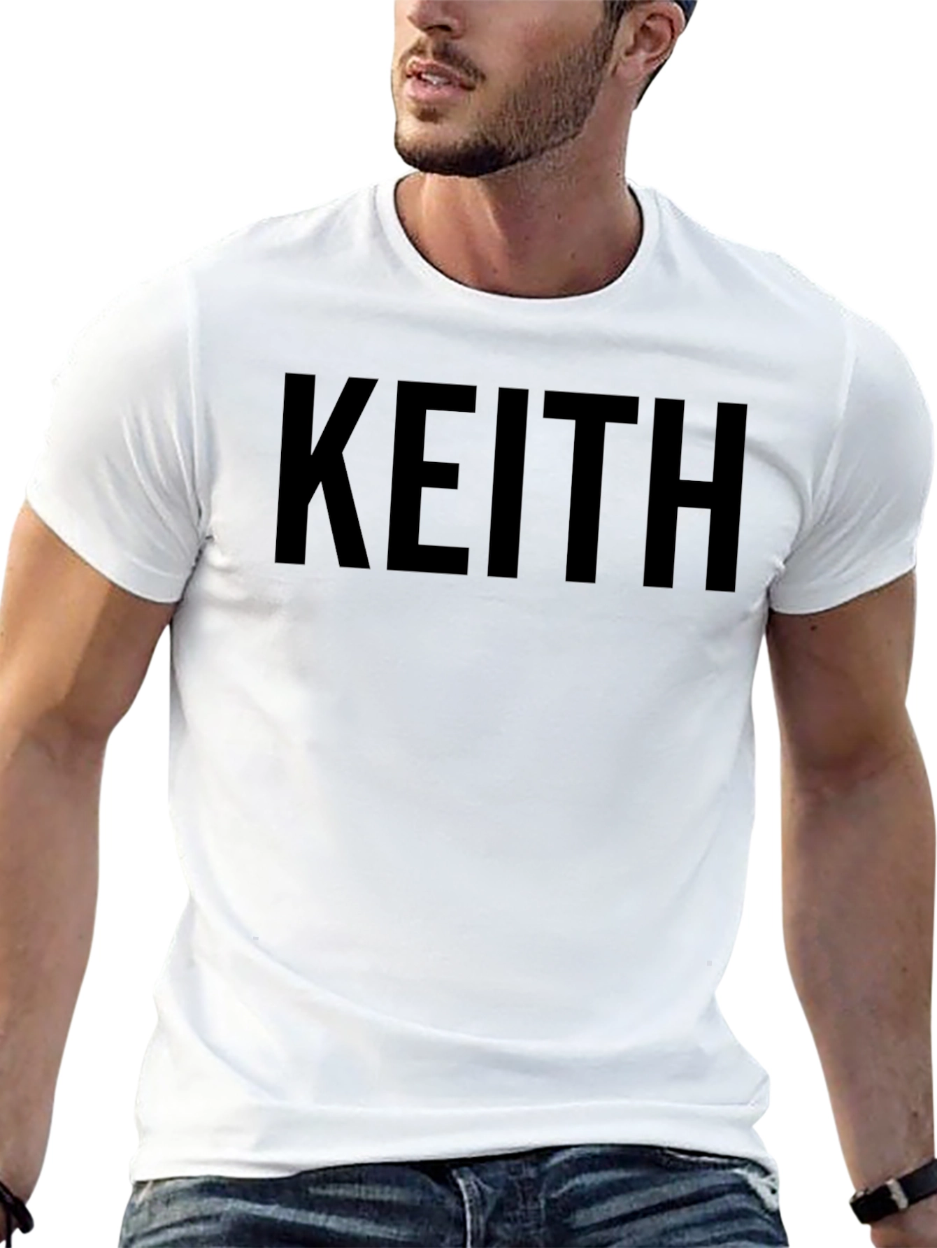 Keith Name Black T-Shirt - Custom Text Tee