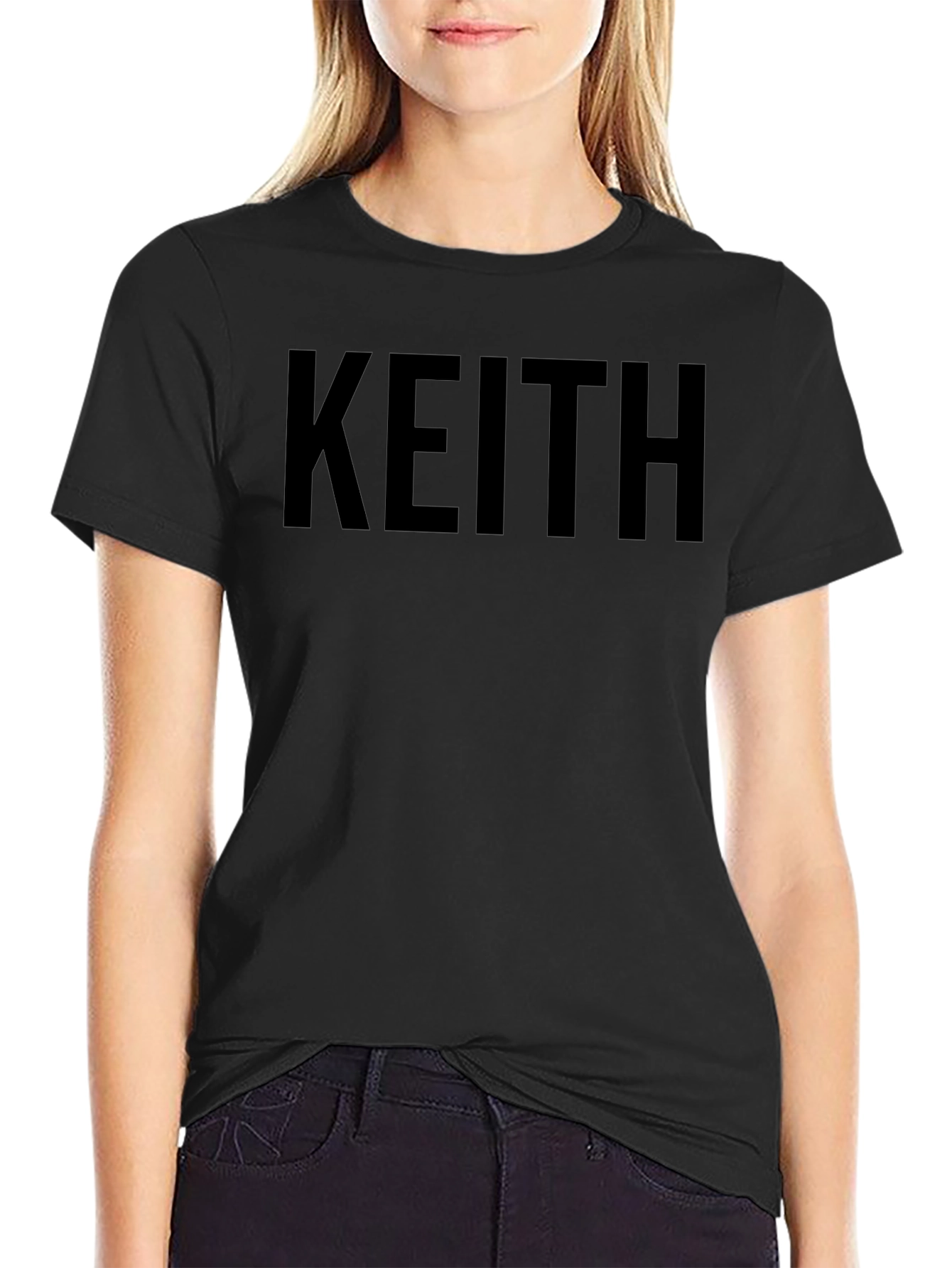 Keith Name Black T-Shirt - Custom Text Tee
