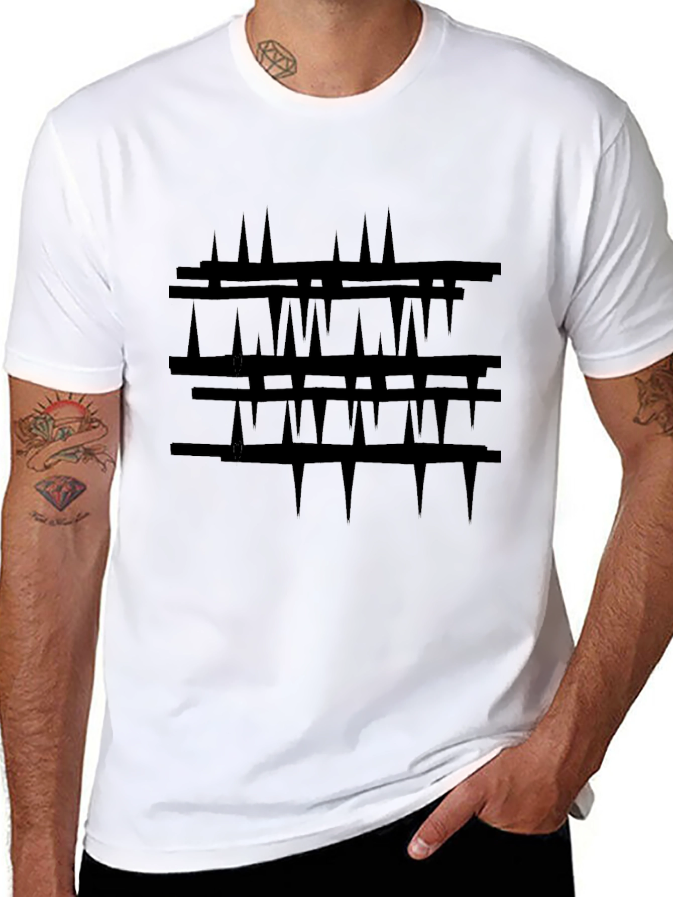 Abstract Black Graphic Tee - Modern Art Shirt