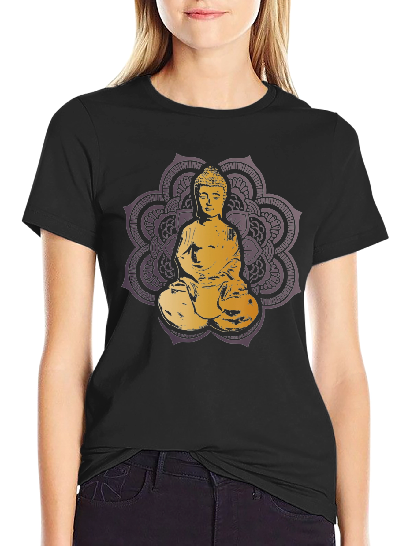 Buddha Mandala Graphic T-Shirt - Black