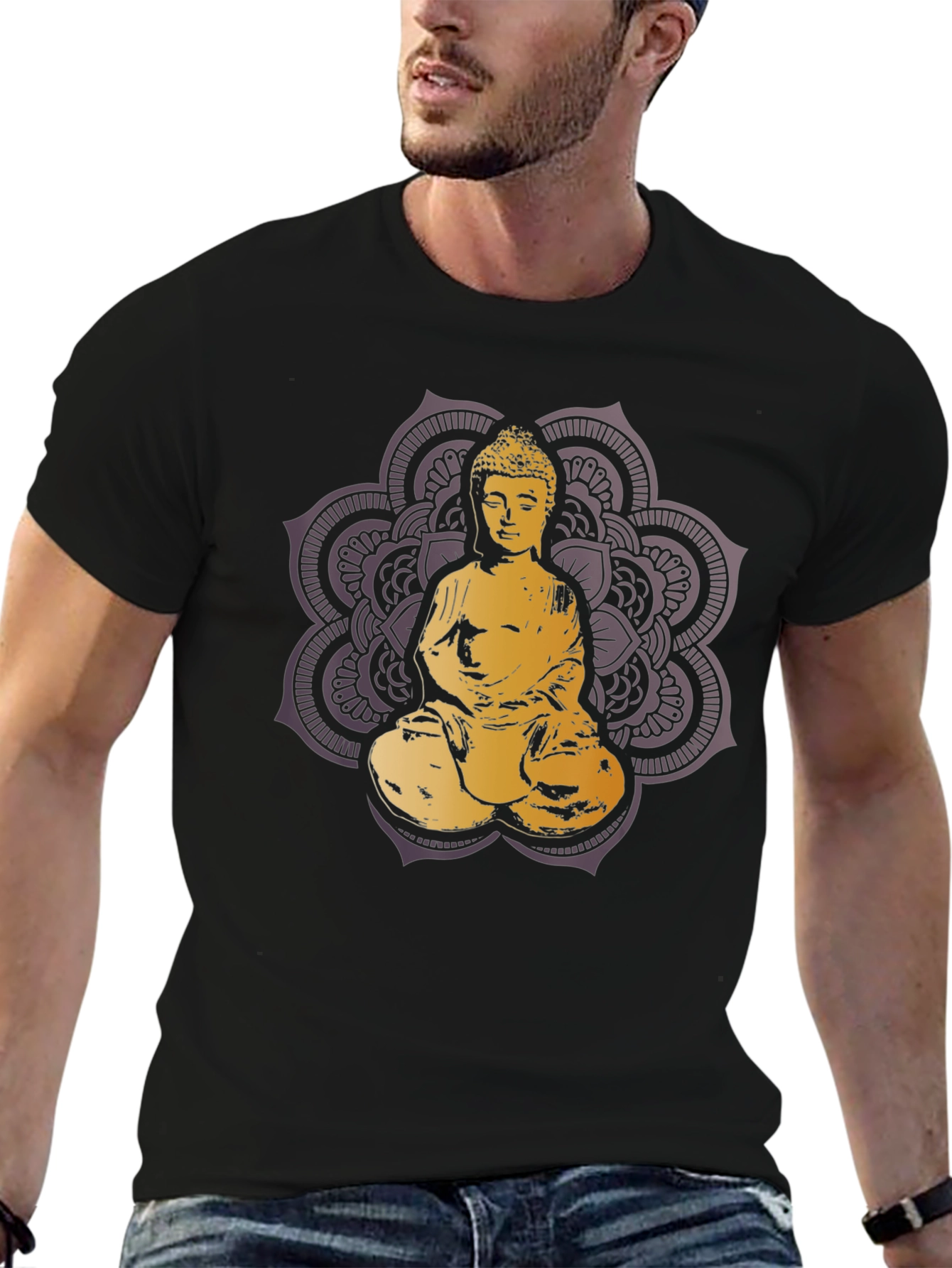Buddha Mandala Graphic T-Shirt - Black