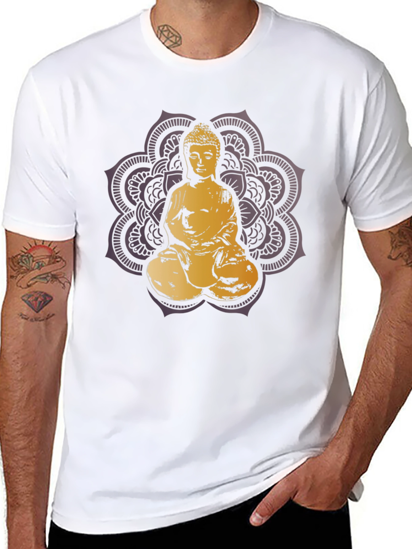Buddha Mandala Graphic T-Shirt - Black
