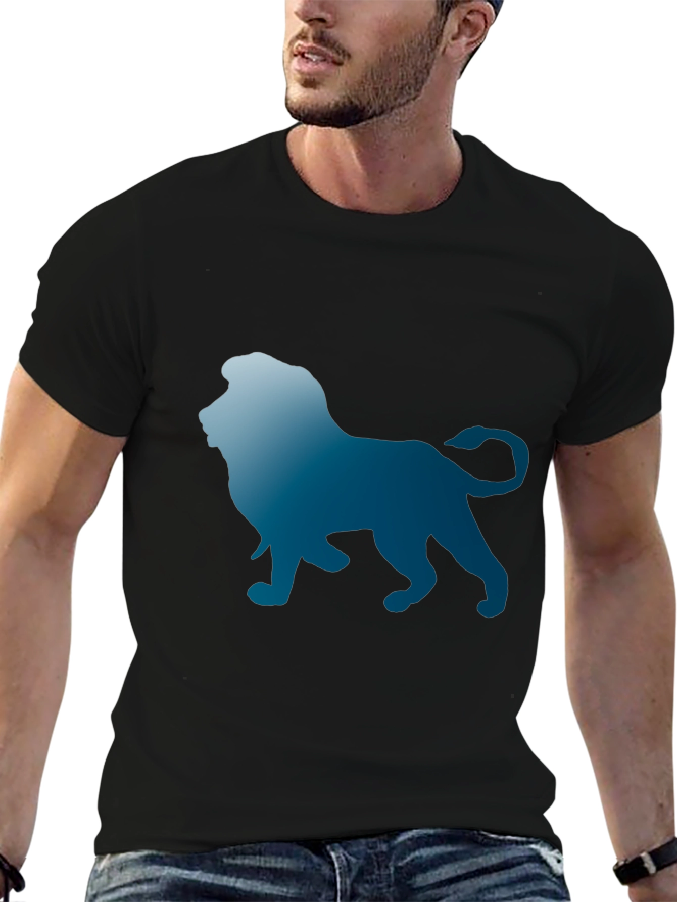 Lion Graphic Print Mens Tee - Black