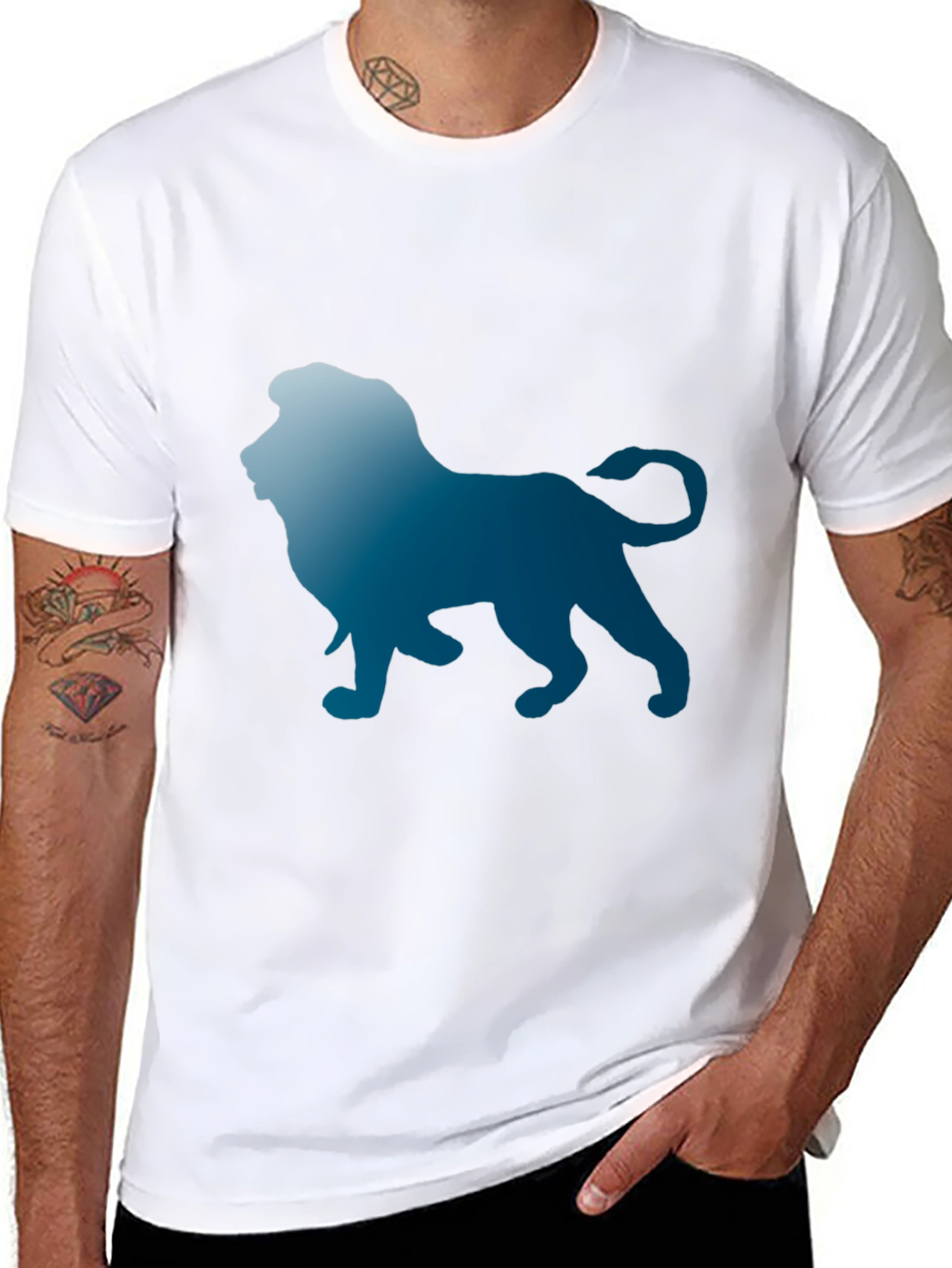 Lion Graphic Print Mens Tee - Black