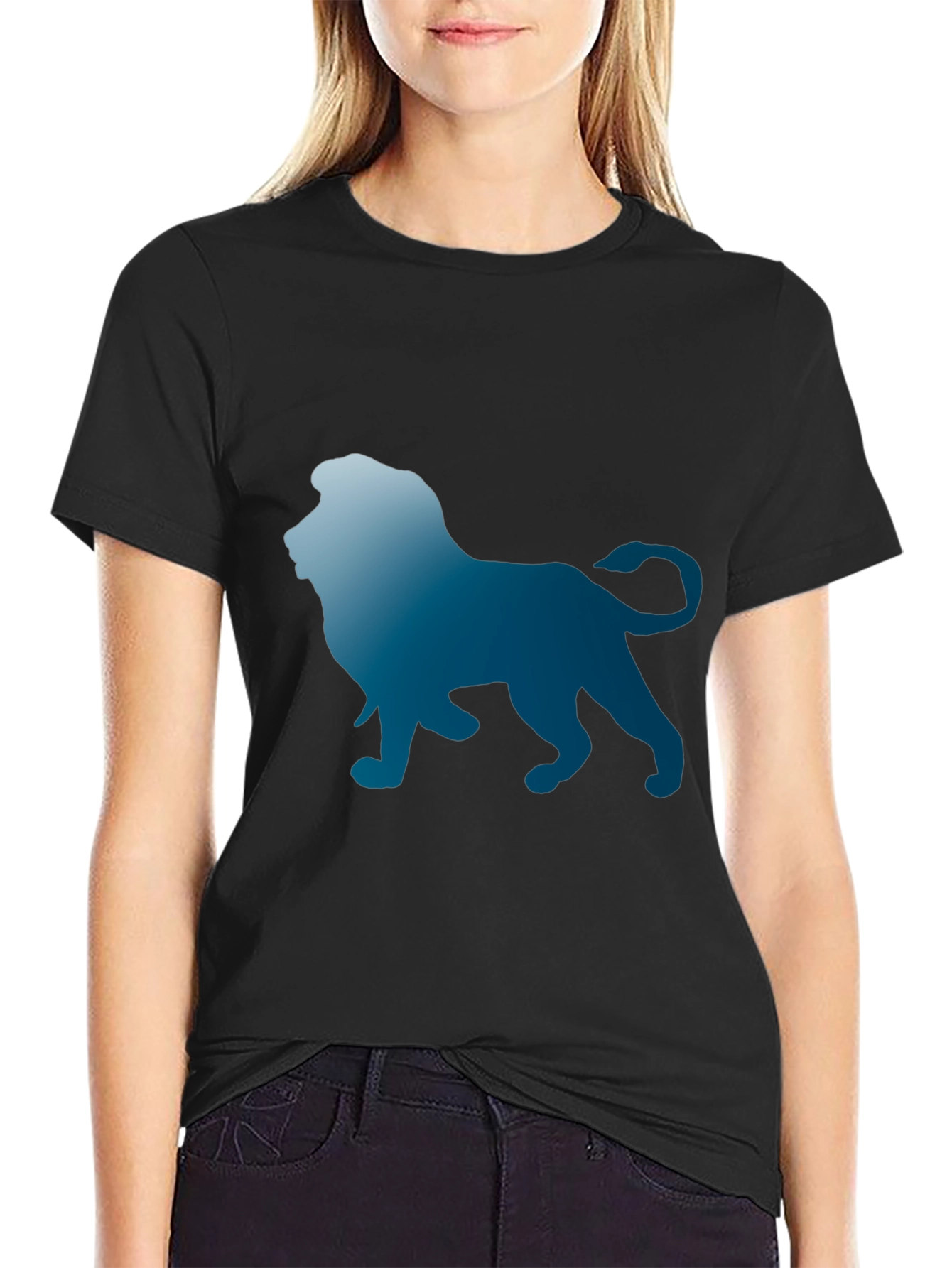 Lion Graphic Print Mens Tee - Black