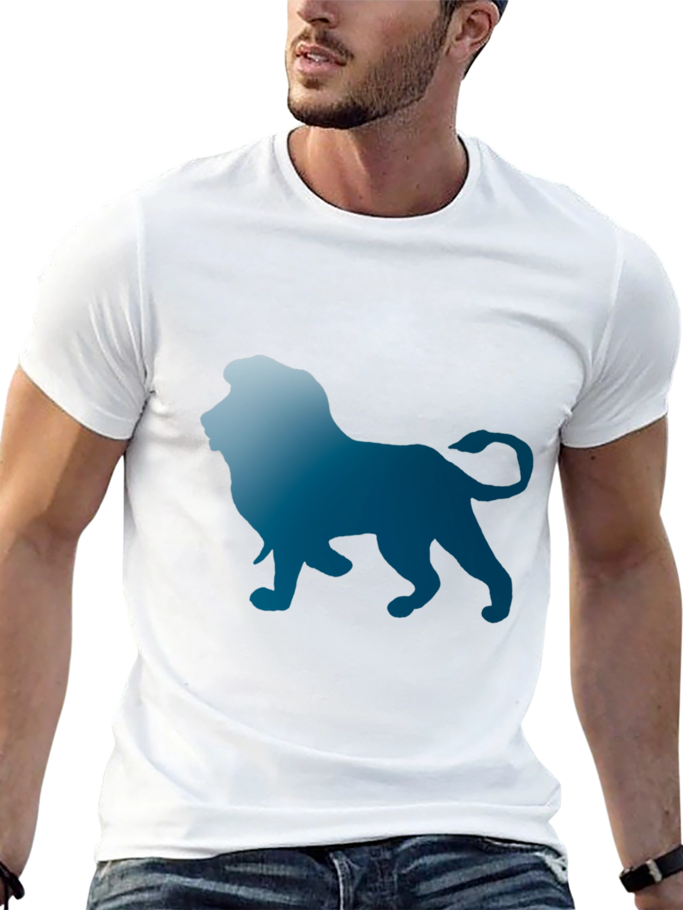 Lion Graphic Print Mens Tee - Black