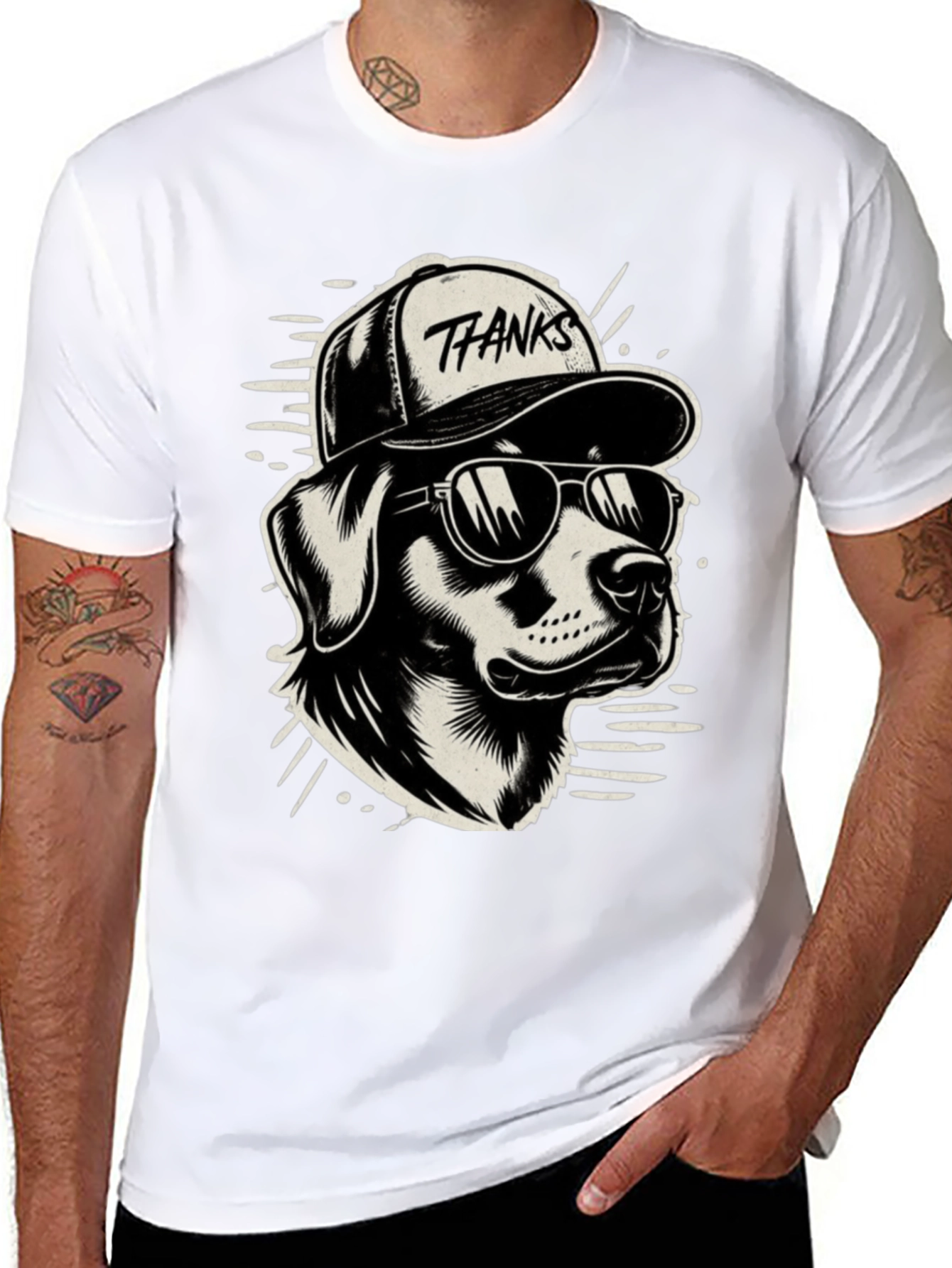 Cool Dog T-Shirt - Thanks Cap & Sunglasses