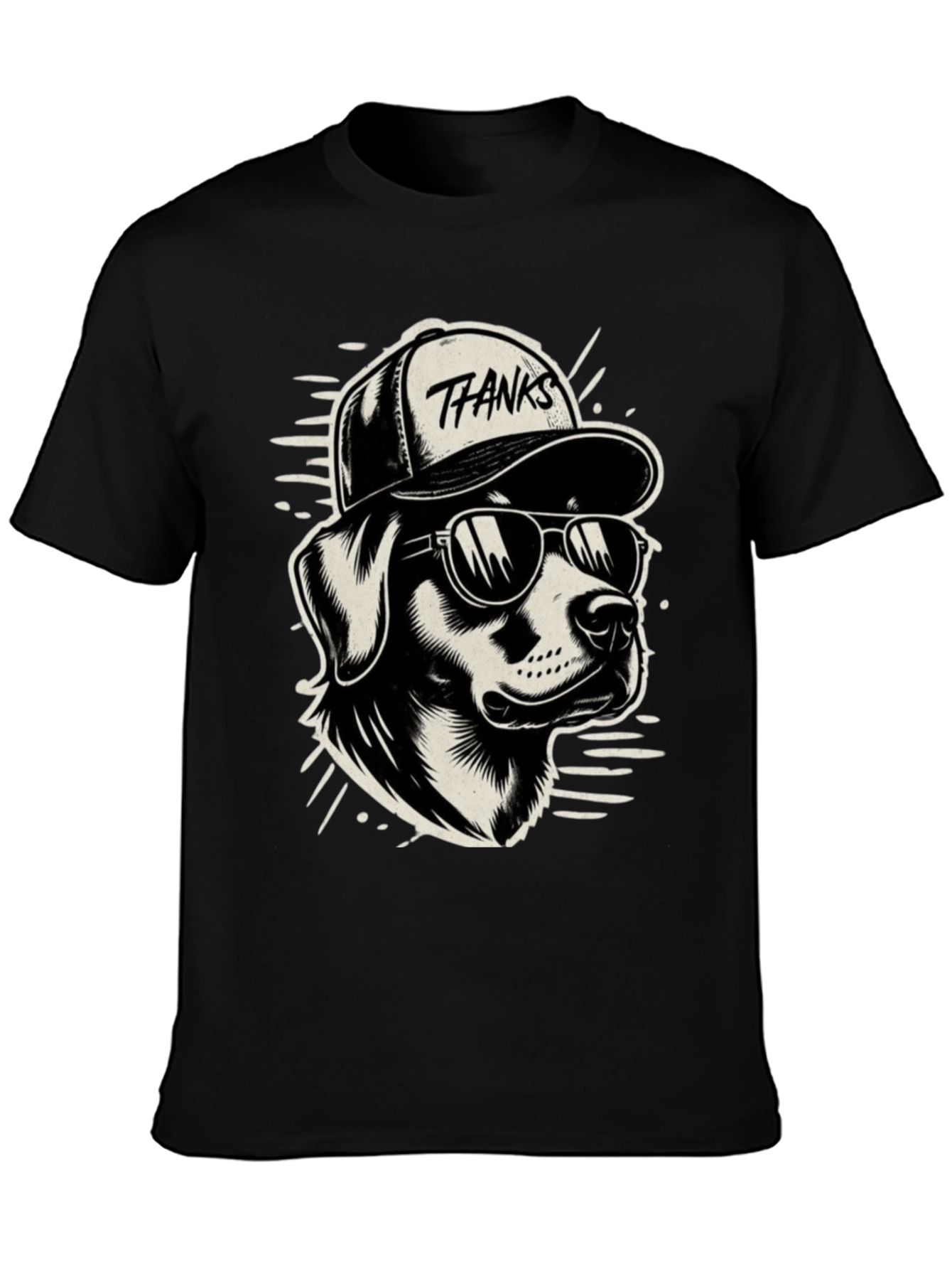 Cool Dog T-Shirt - Thanks Cap & Sunglasses