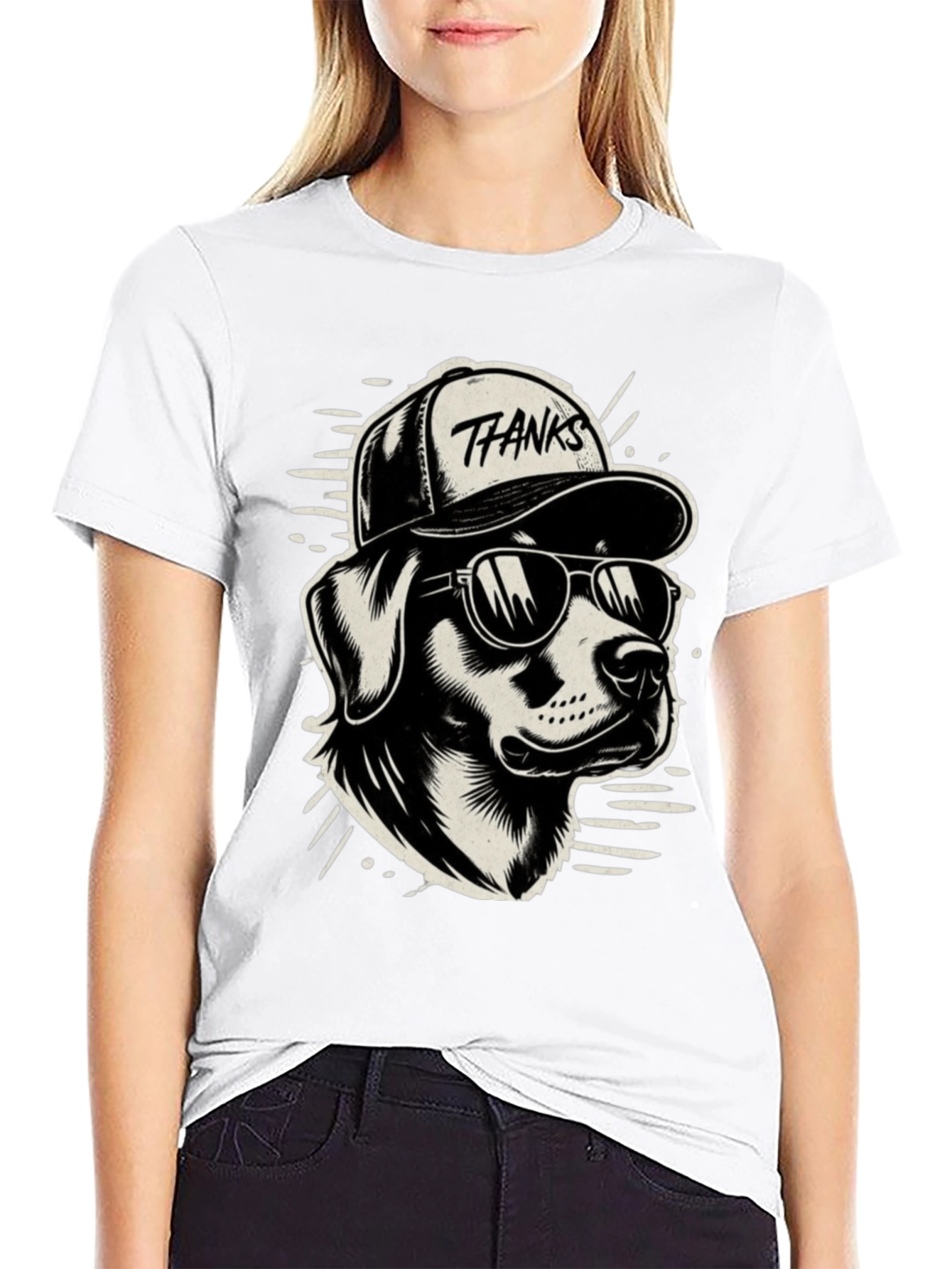Cool Dog T-Shirt - Thanks Cap & Sunglasses
