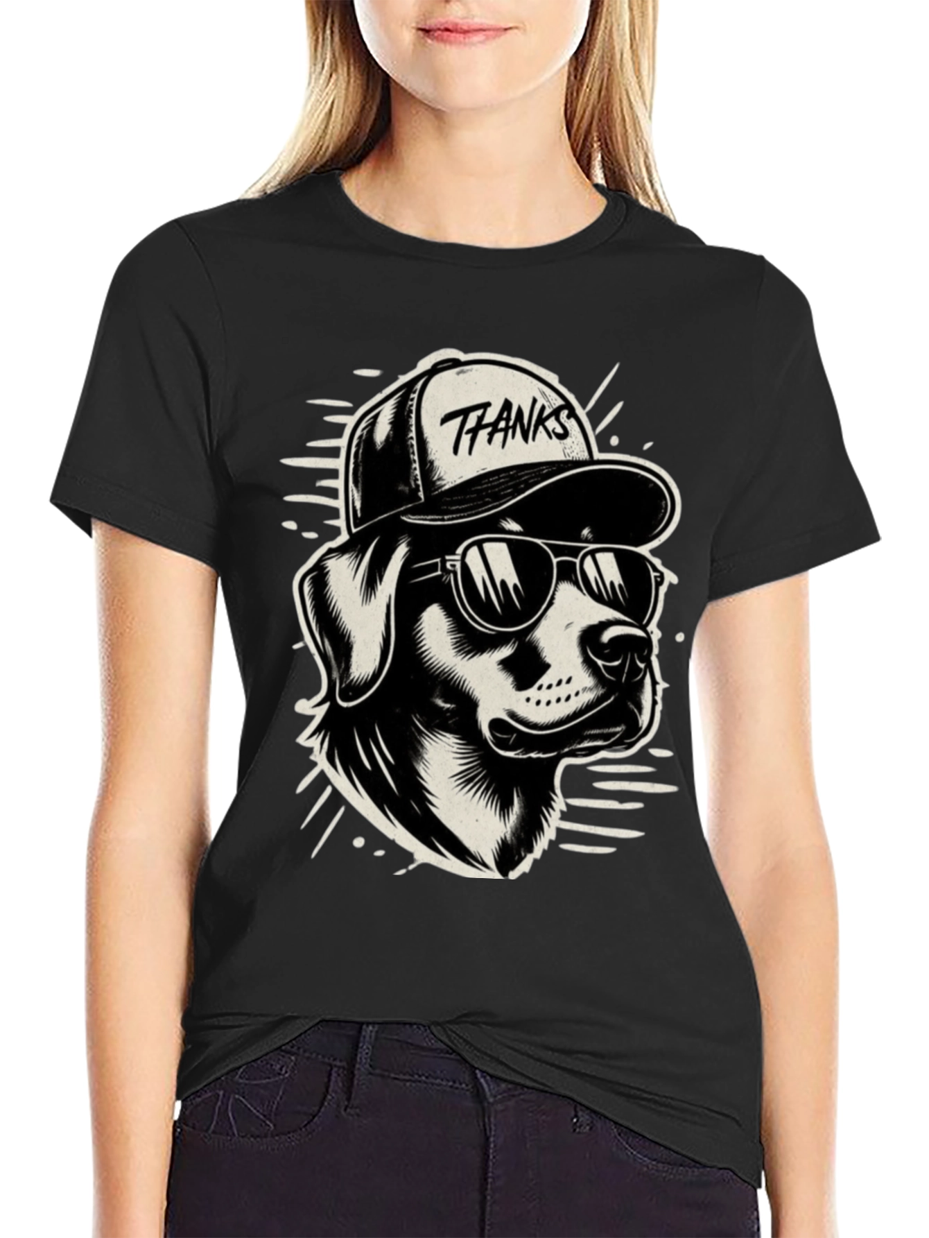 Cool Dog T-Shirt - Thanks Cap & Sunglasses