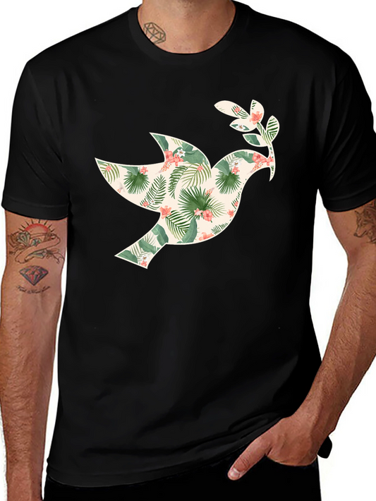 Tropical Dove Graphic Tee - Mens Black T-Shirt