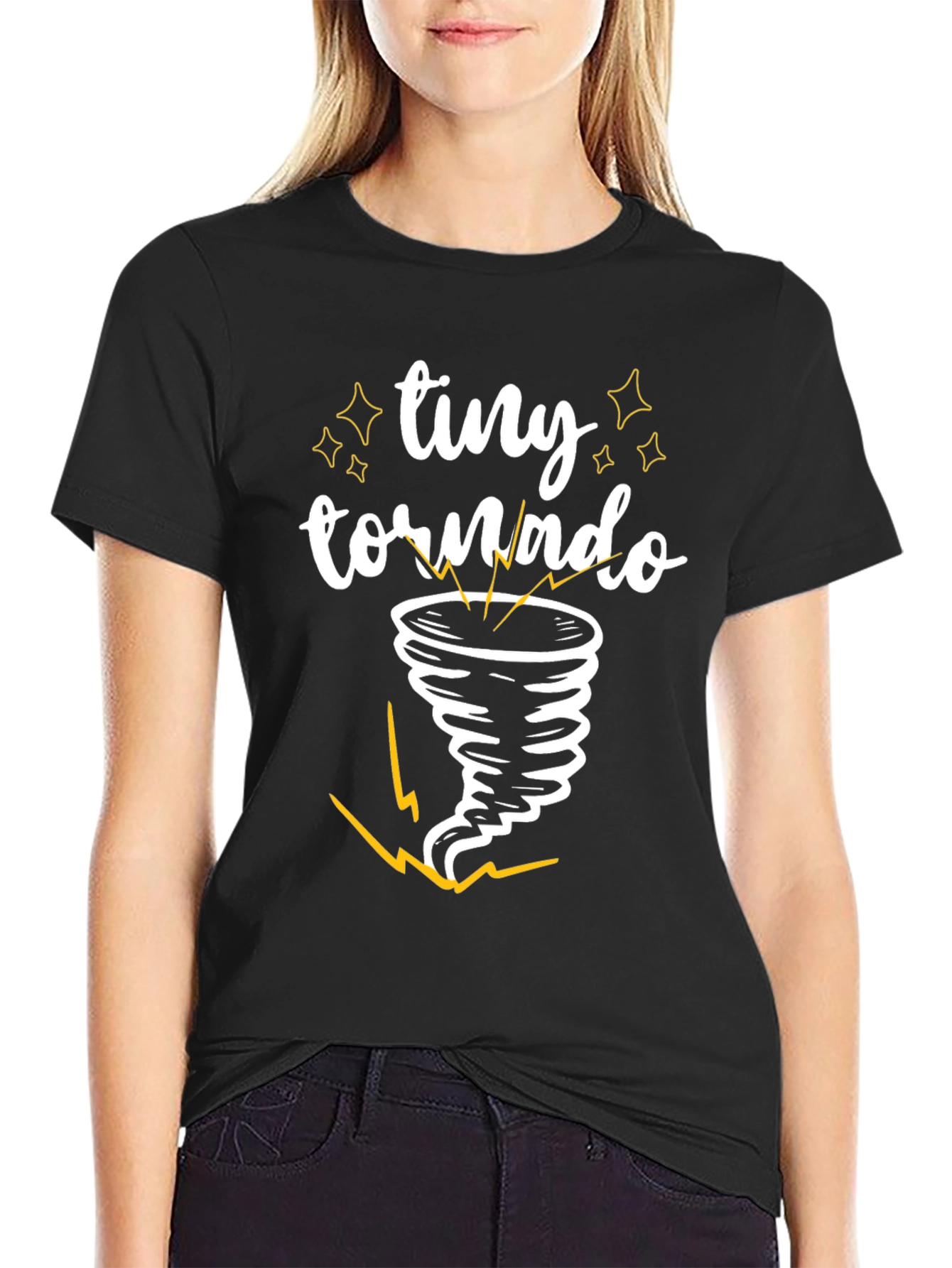 Tiny Tornado Graphic Tee - Black Cotton T-Shirt