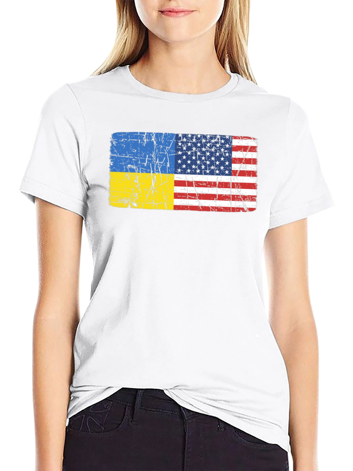 Ukraine USA Flag Graphic Tee