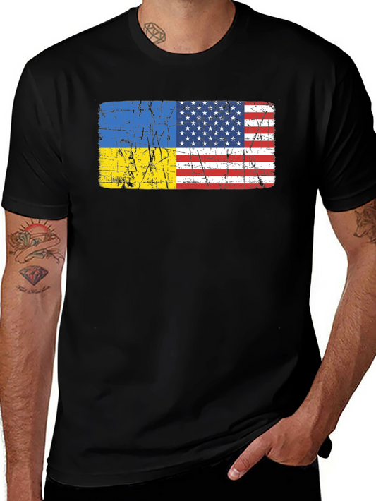 Ukraine USA Flag Graphic Tee