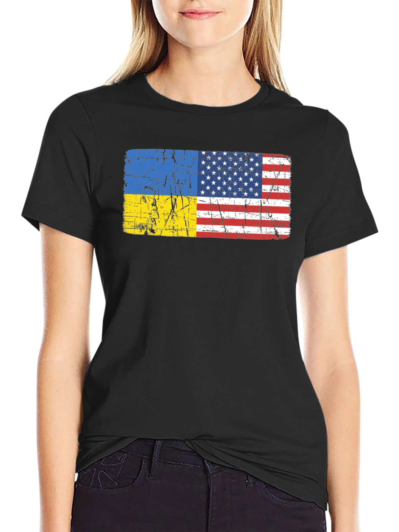 Ukraine USA Flag Graphic Tee