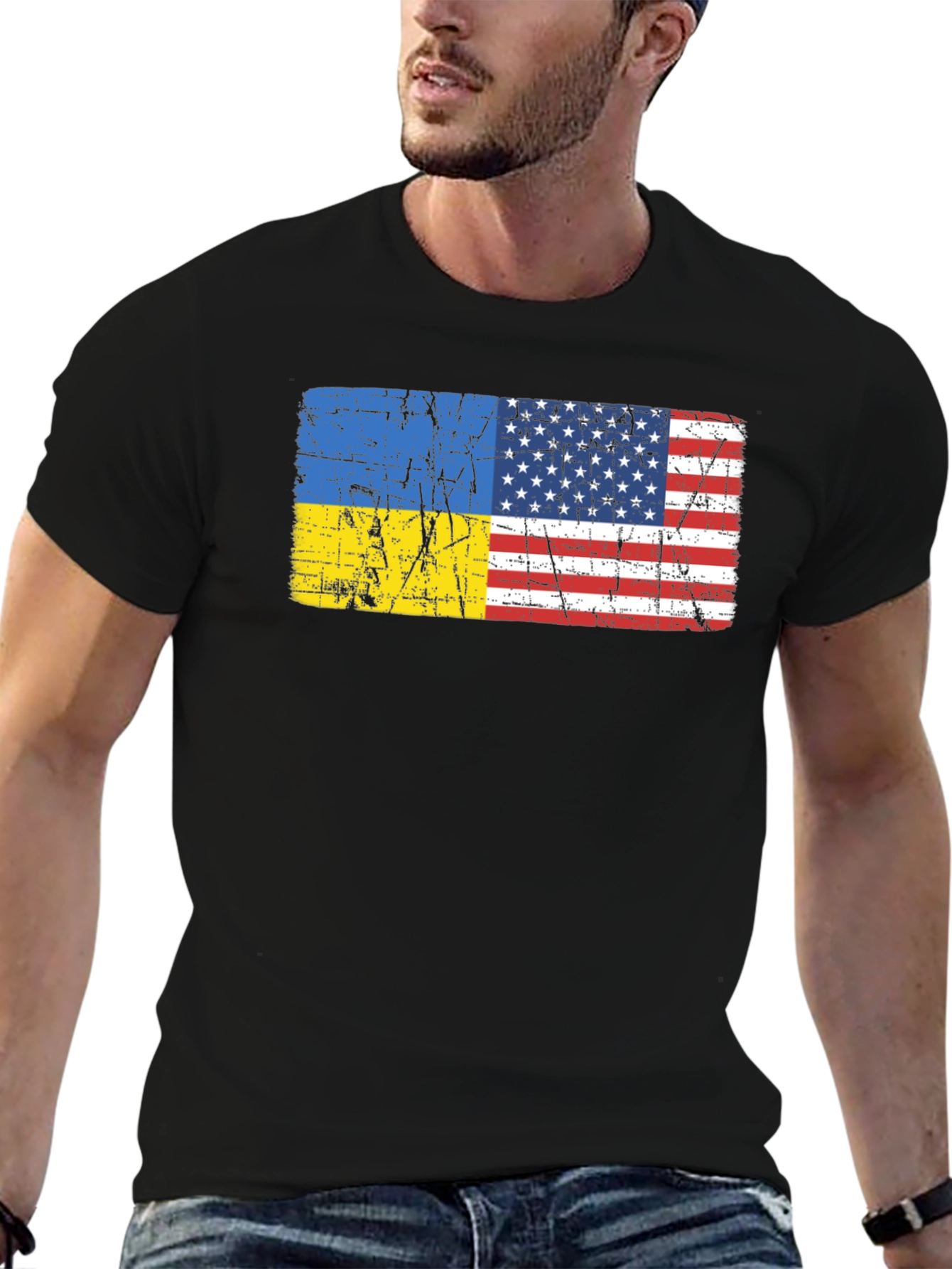 Ukraine USA Flag Graphic Tee