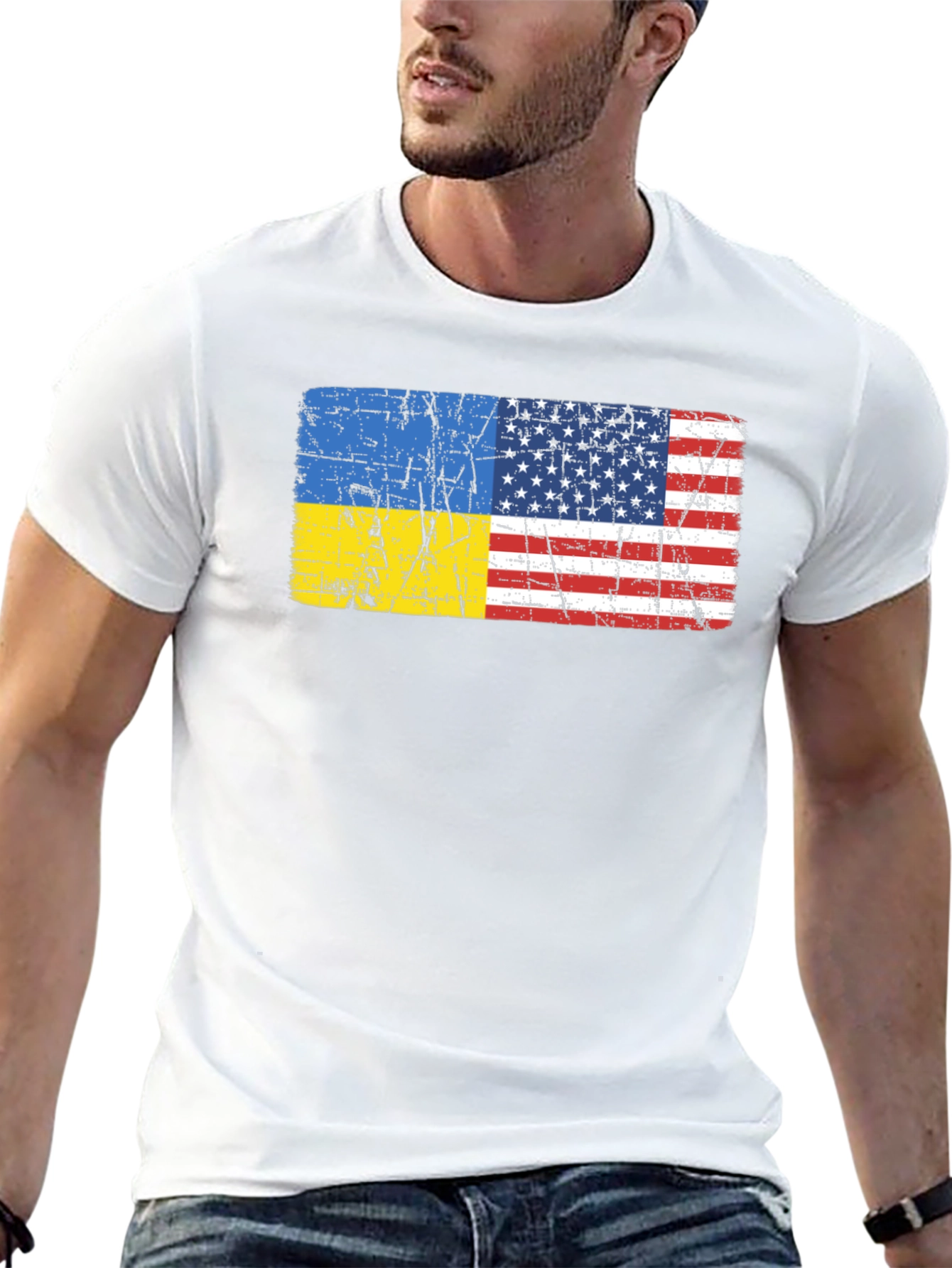 Ukraine USA Flag Graphic Tee