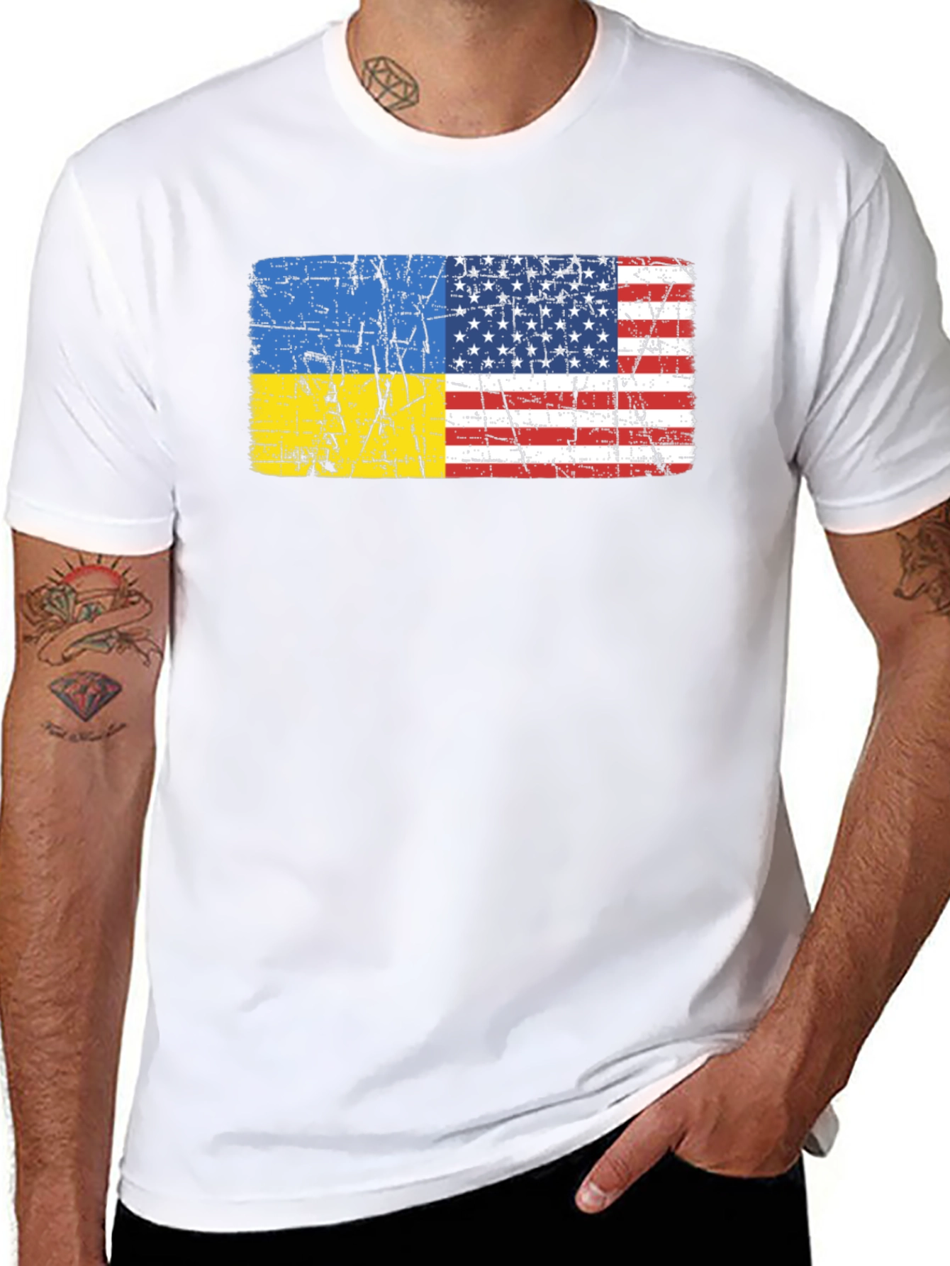 Ukraine USA Flag Graphic Tee