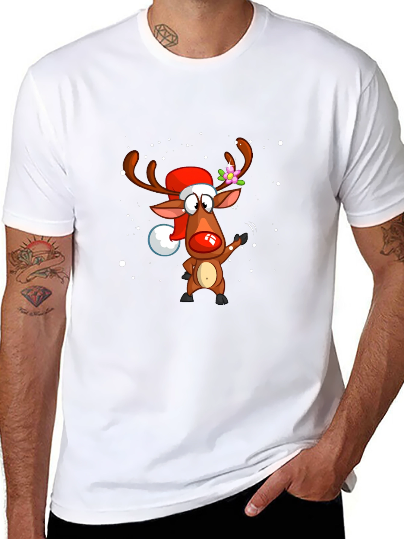 Festive Reindeer Graphic Tee - Holiday Cheer!