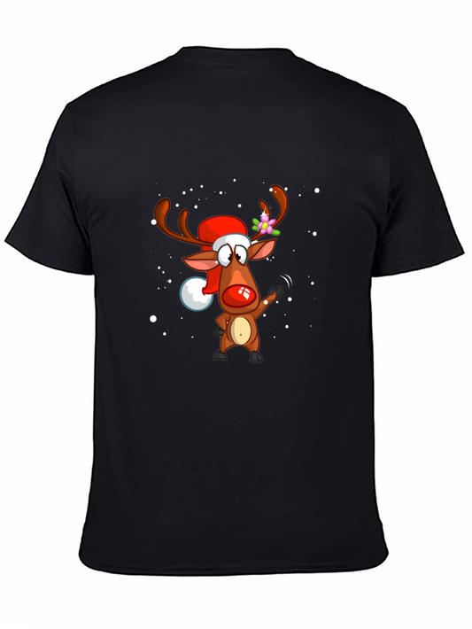 Festive Reindeer Graphic Tee - Holiday Cheer!