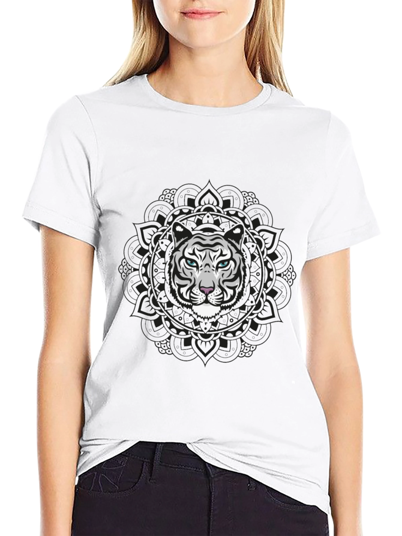 Black Tiger Mandala Graphic Tee - Menswear