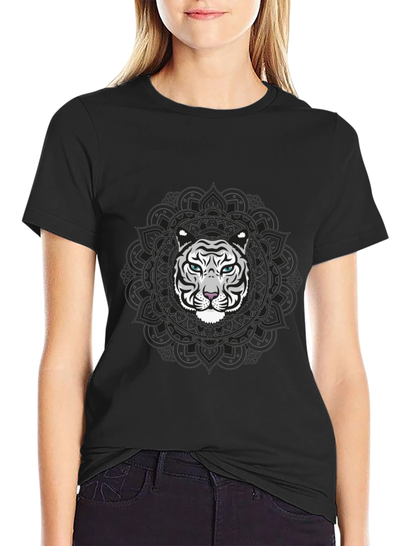 Black Tiger Mandala Graphic Tee - Menswear