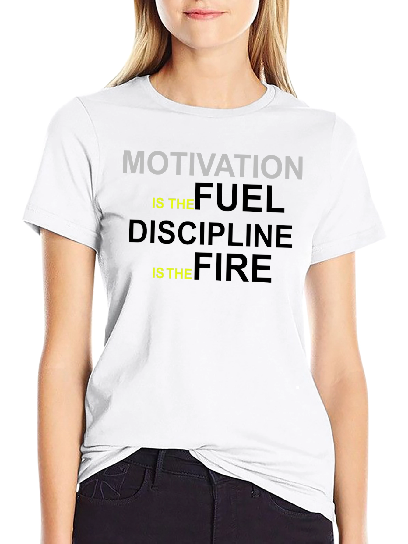 Motivation Fuel Discipline Fire Black Graphic Tee