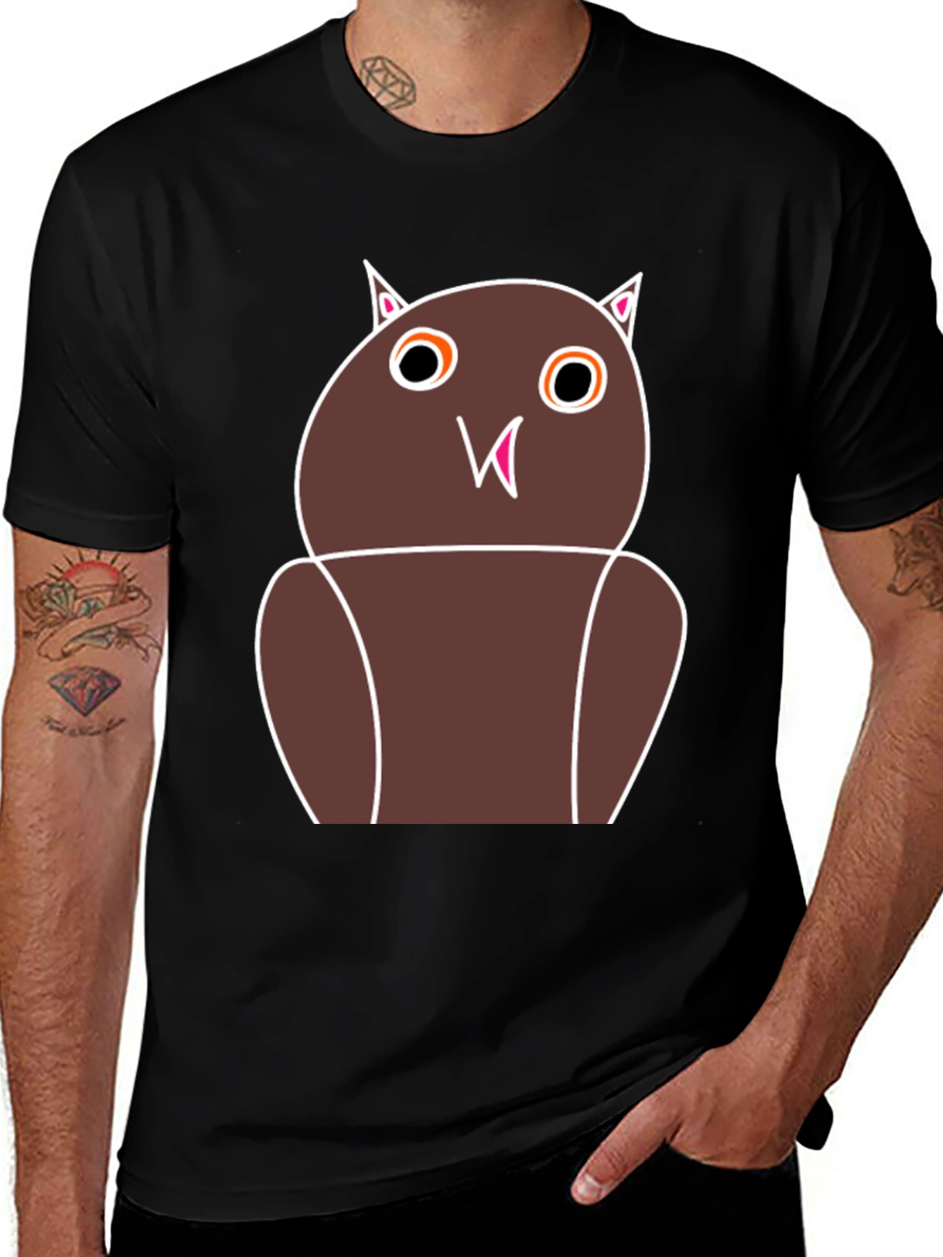 Funny Owl Graphic Tee - Unisex Black T-Shirt