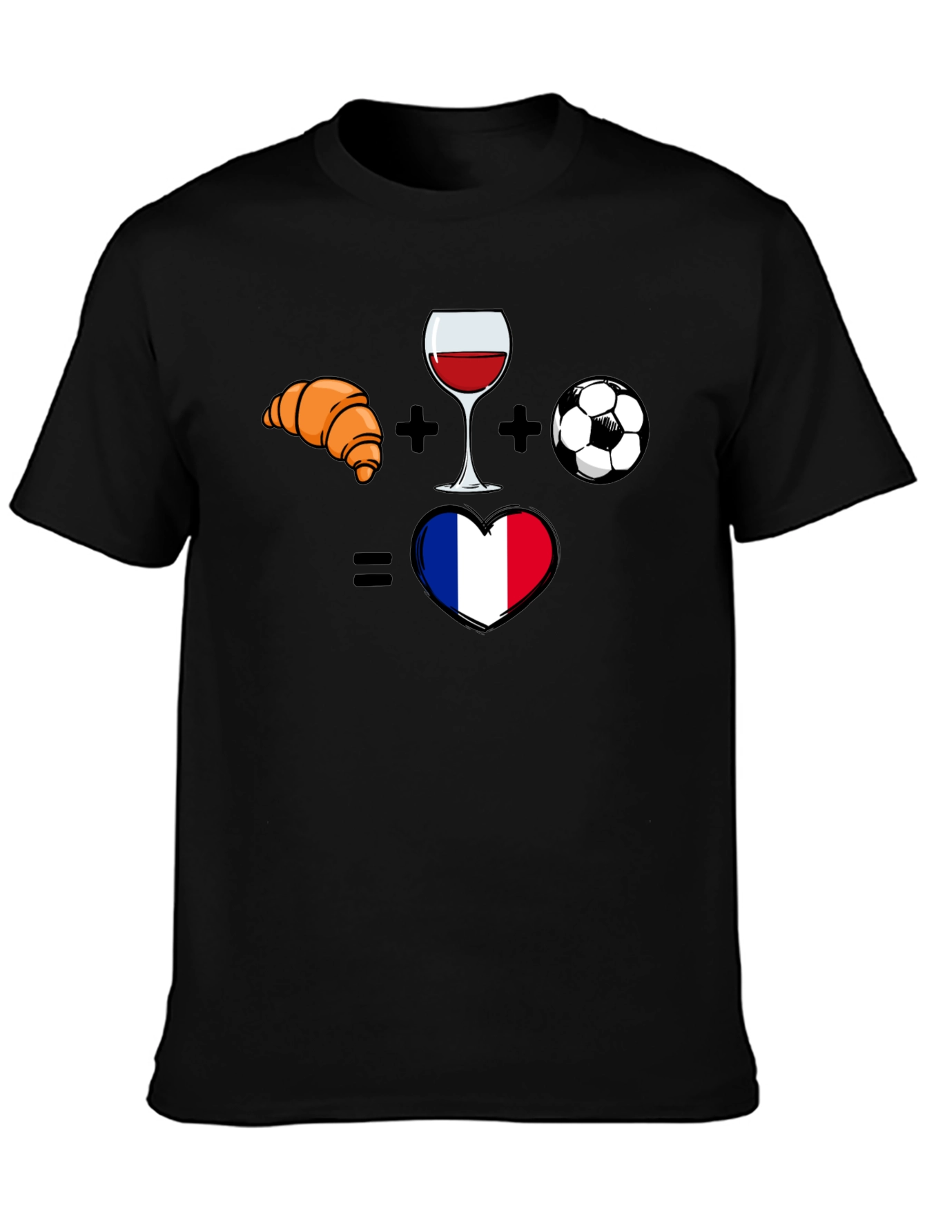 France Love T-Shirt: Croissant Wine Soccer