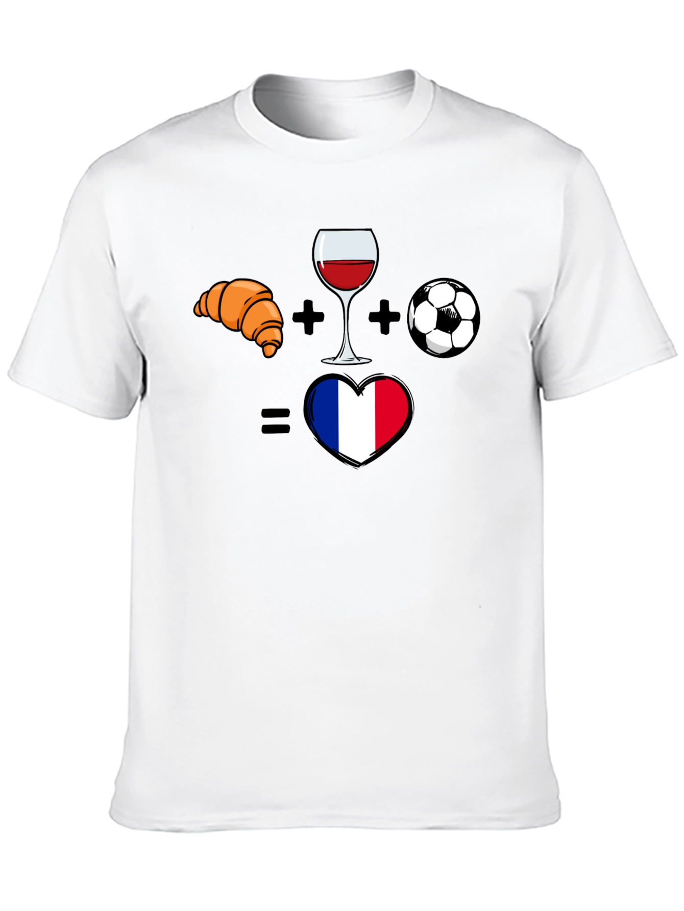 France Love T-Shirt: Croissant Wine Soccer