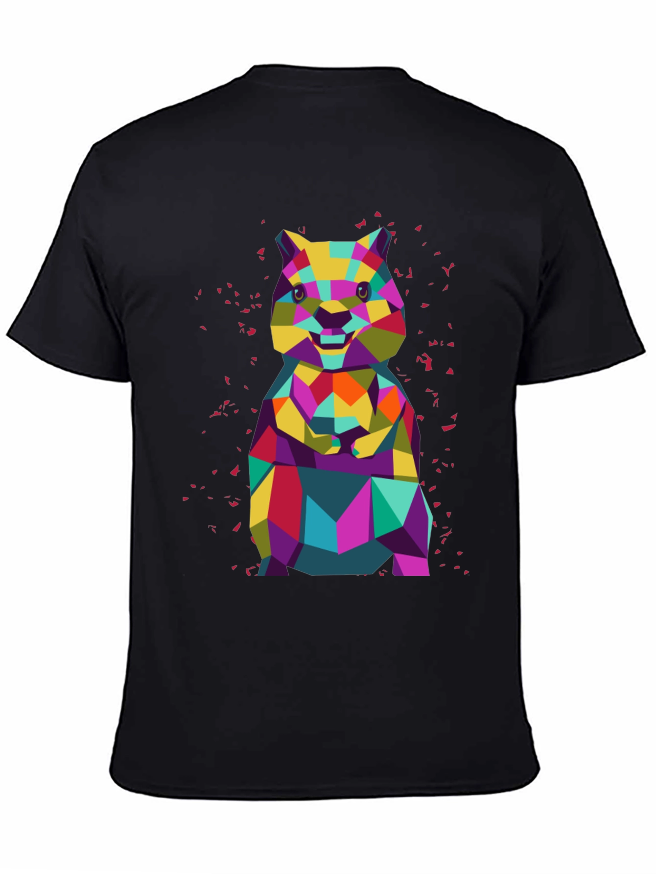 Geometric Hamster Graphic Tee - Black