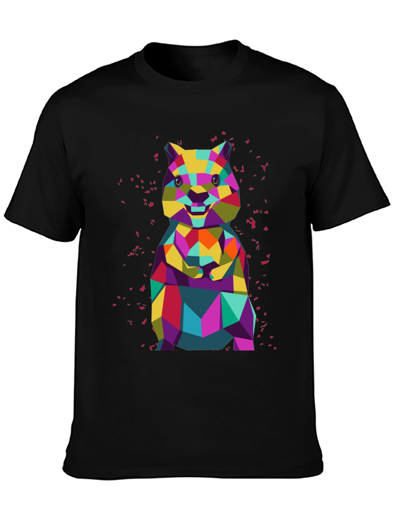 Geometric Hamster Graphic Tee - Black