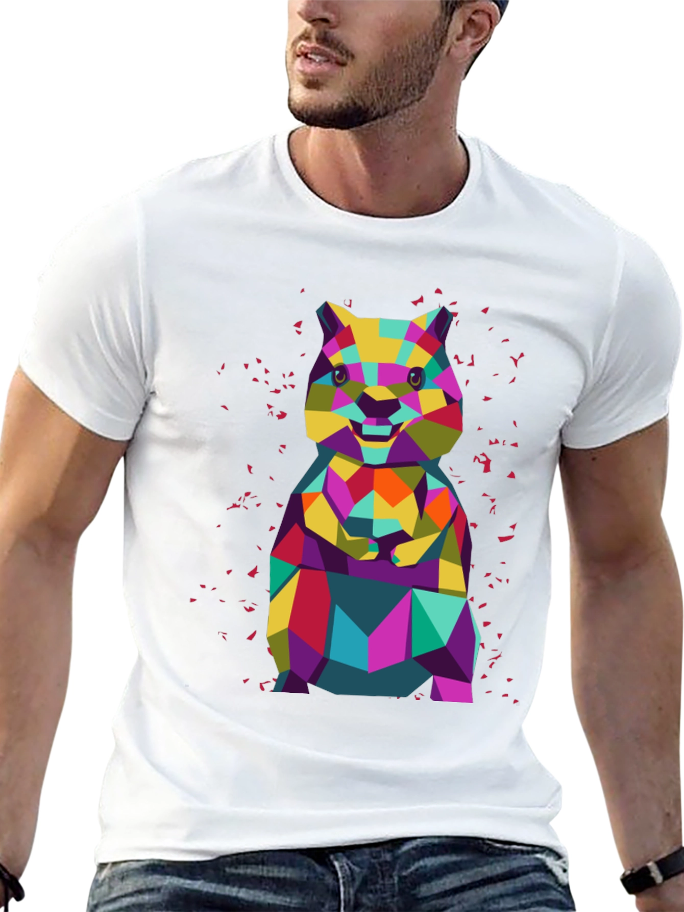 Geometric Hamster Graphic Tee - Black