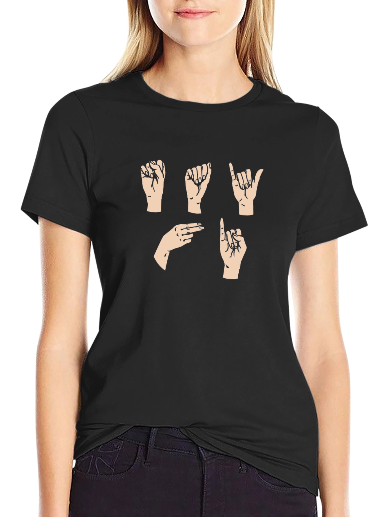 Sign Language Graphic Tee - Black