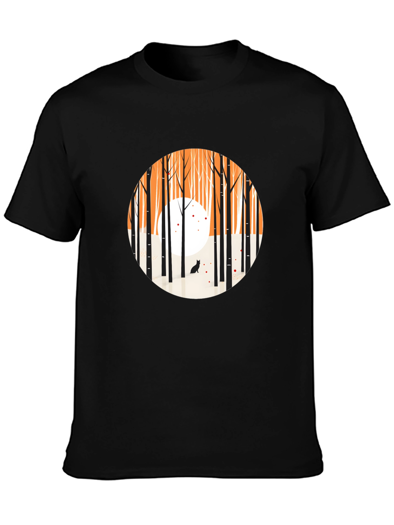 Abstract Forest Scene Black Crew Neck Tee