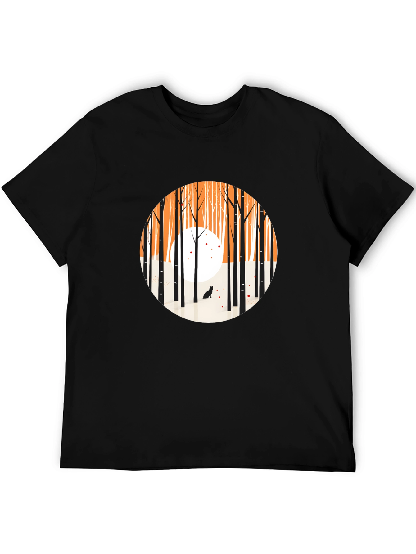 Abstract Forest Scene Black Crew Neck Tee