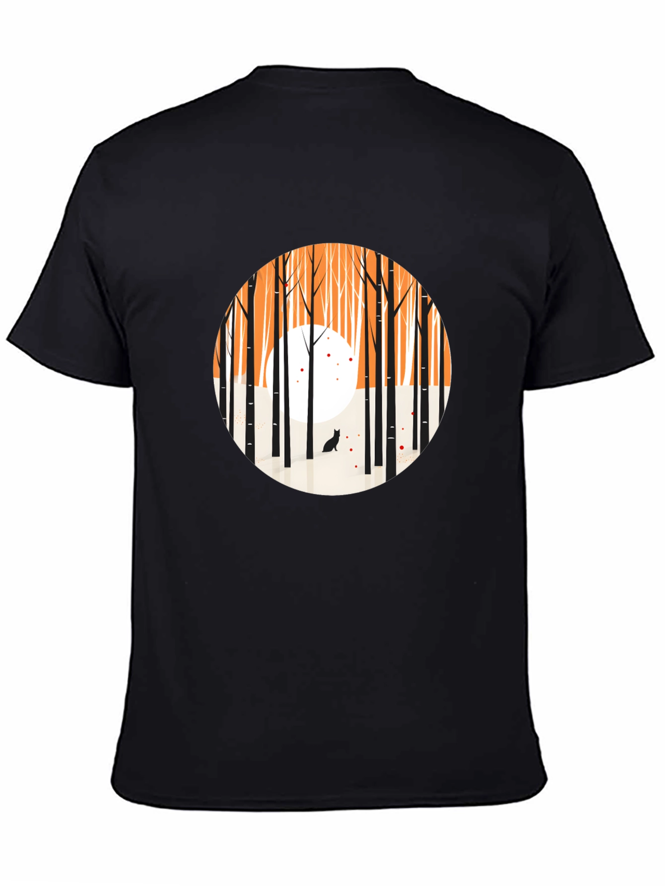 Abstract Forest Scene Black Crew Neck Tee