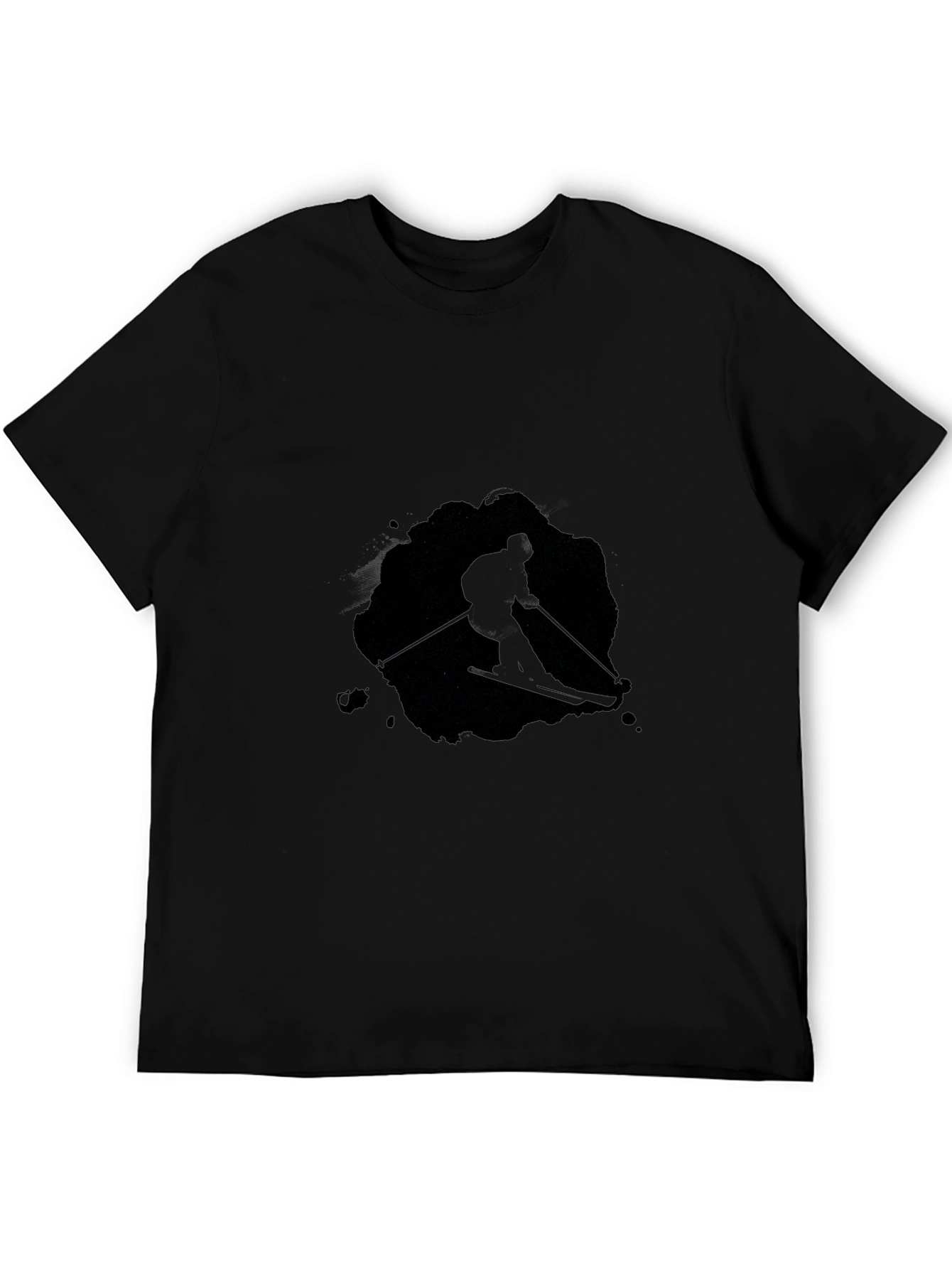 Mens Black Ski Silhouette Graphic Tee